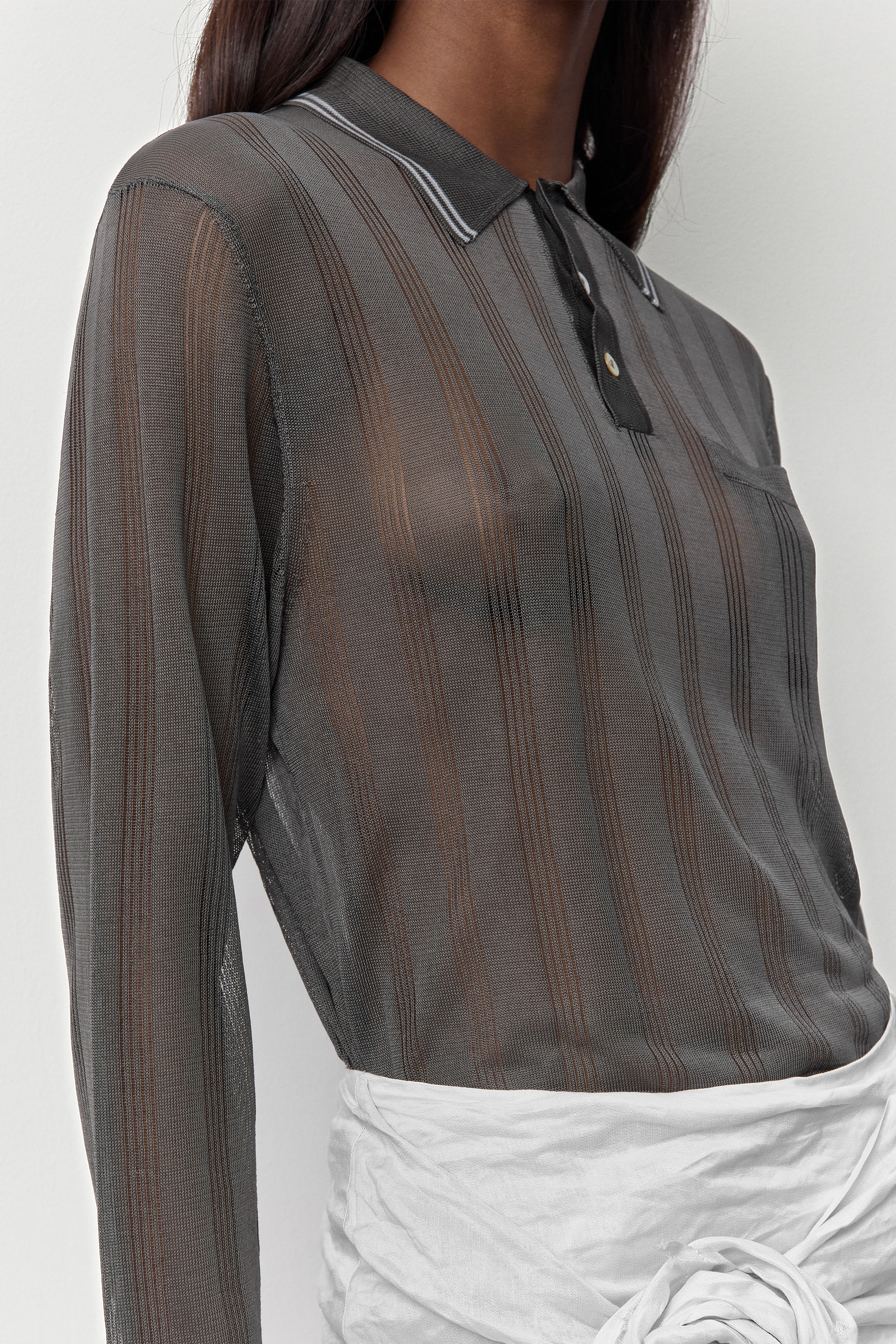 Rufa Cement Grey Polo Knitted Jumper | Miista | Designed & Handmade in Europe