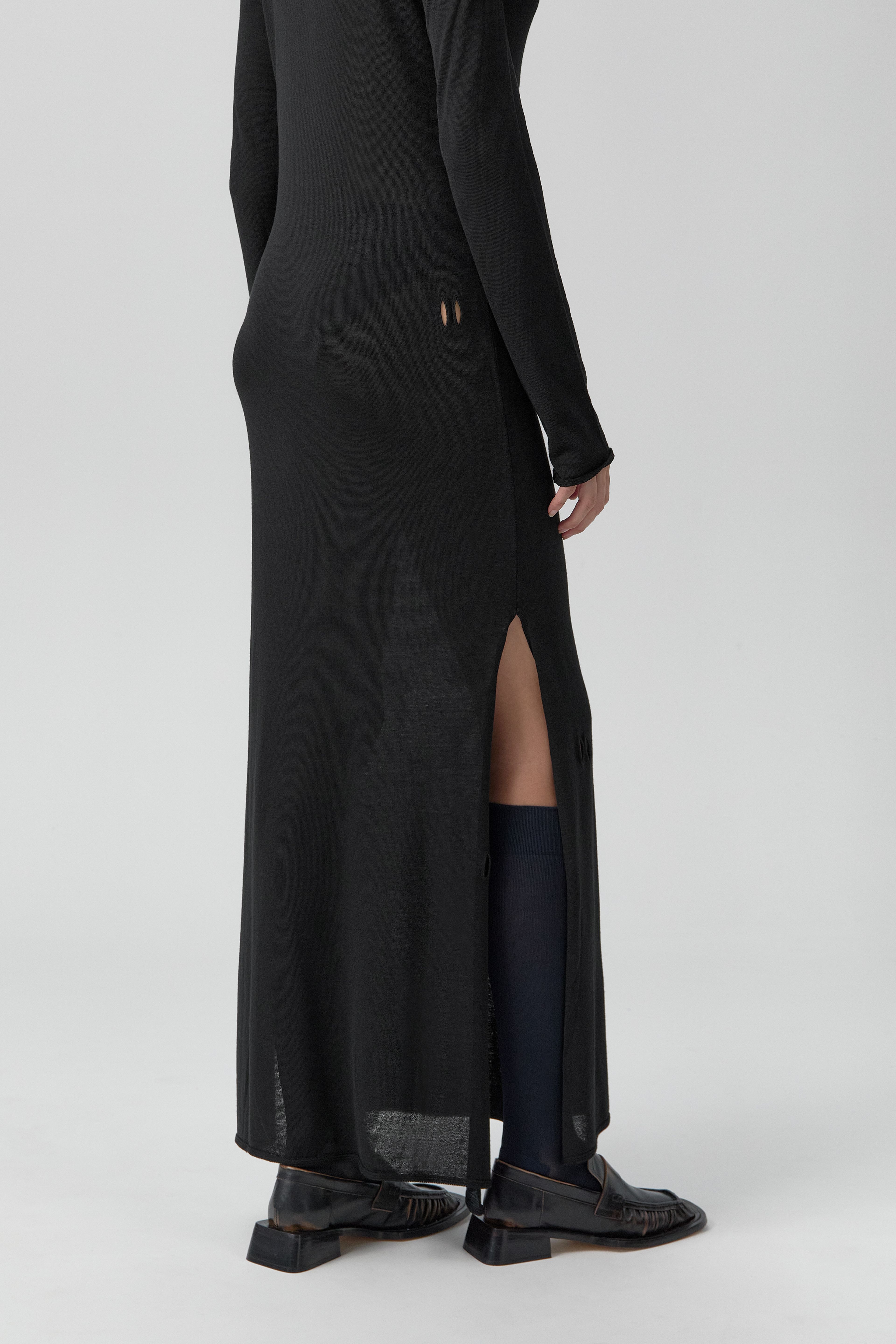 Yayoi Dress - Black Extra Fine Merino Knit | Miista | Designed & Handmade in Europe