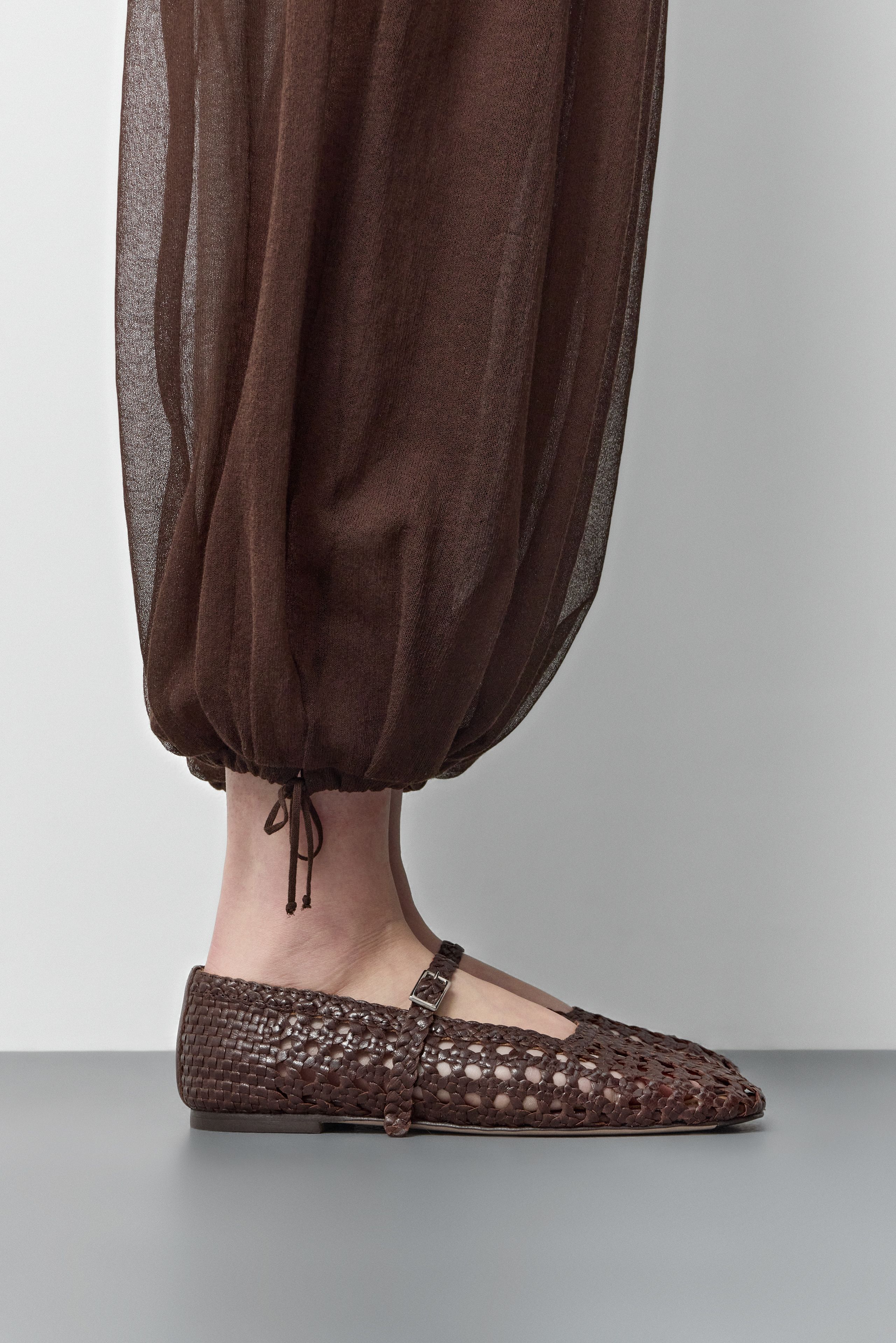 Yeida Ballerinas - Brown Woven Nappa Leather | Miista
