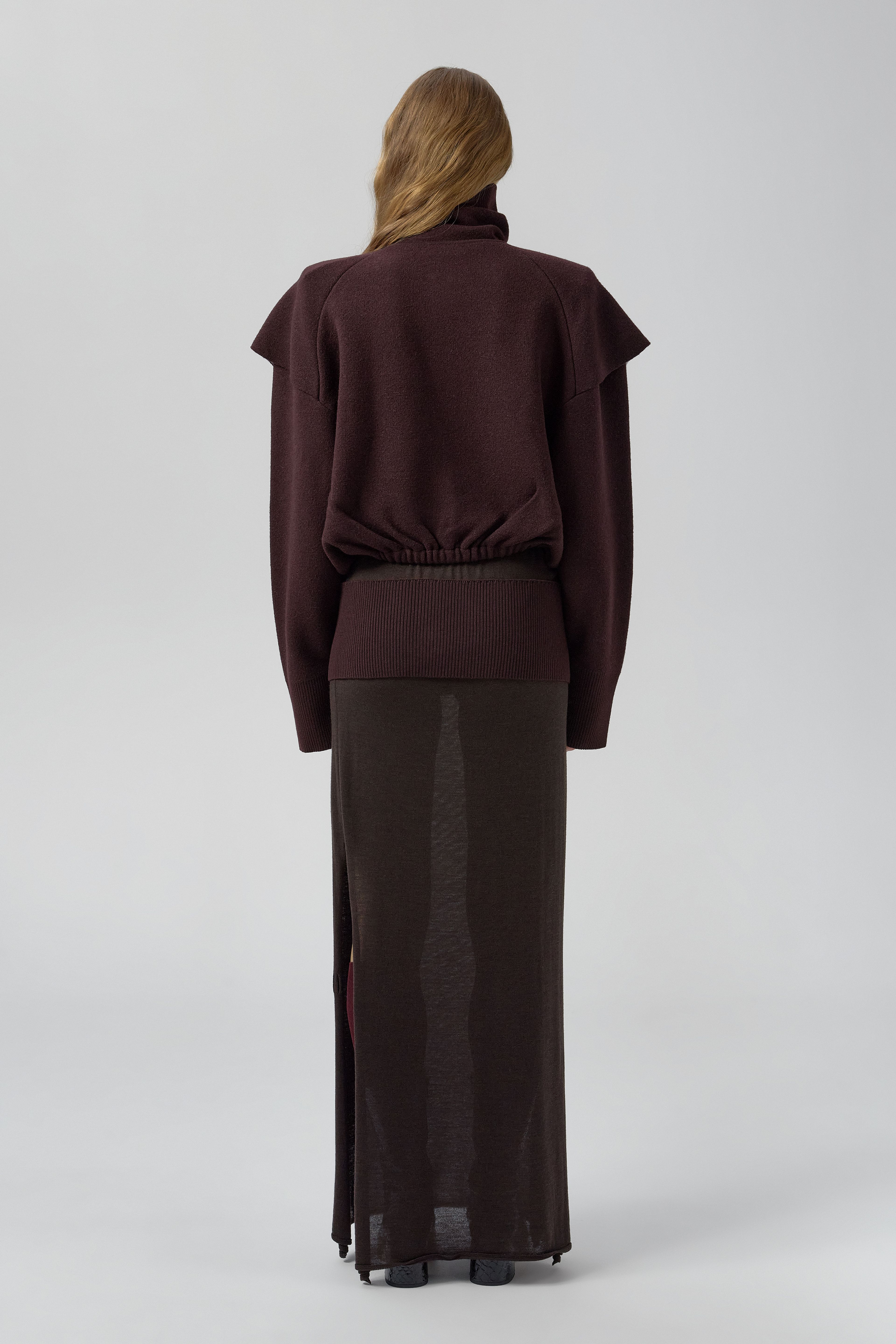 Agnes Jacket - Burgundy Extra Fine Merino Knit | Miista | Designed & Handmade in Europe