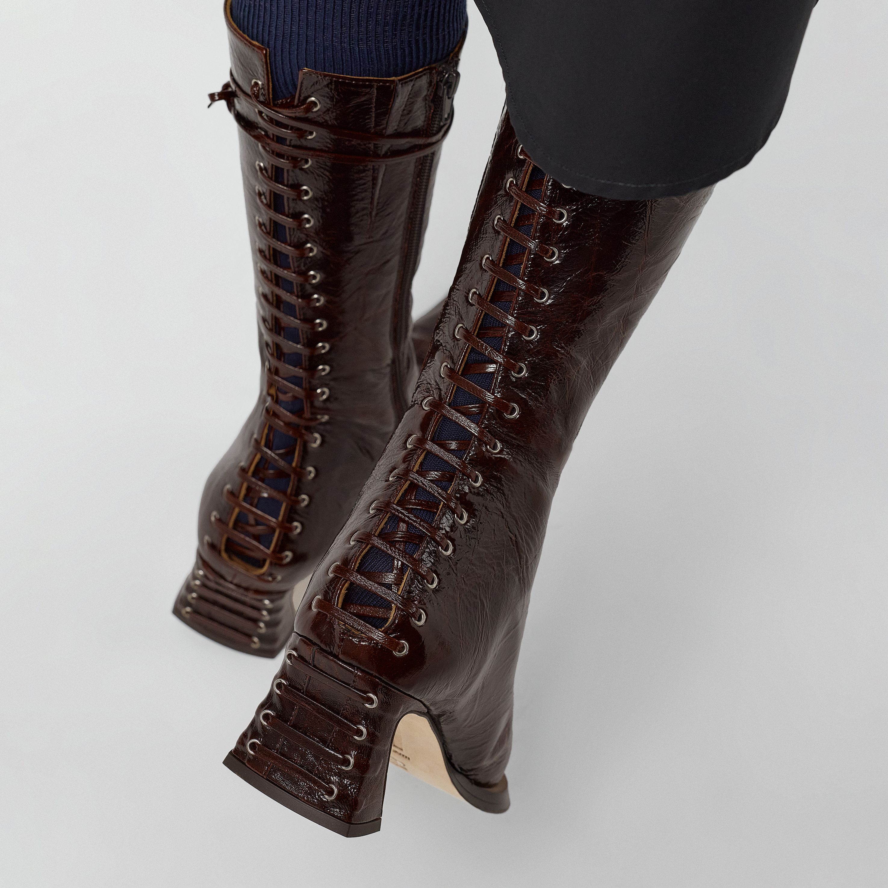 Shelley Boots - Dark Brown Patent Leather | Miista | Designed & Handmade in Europe