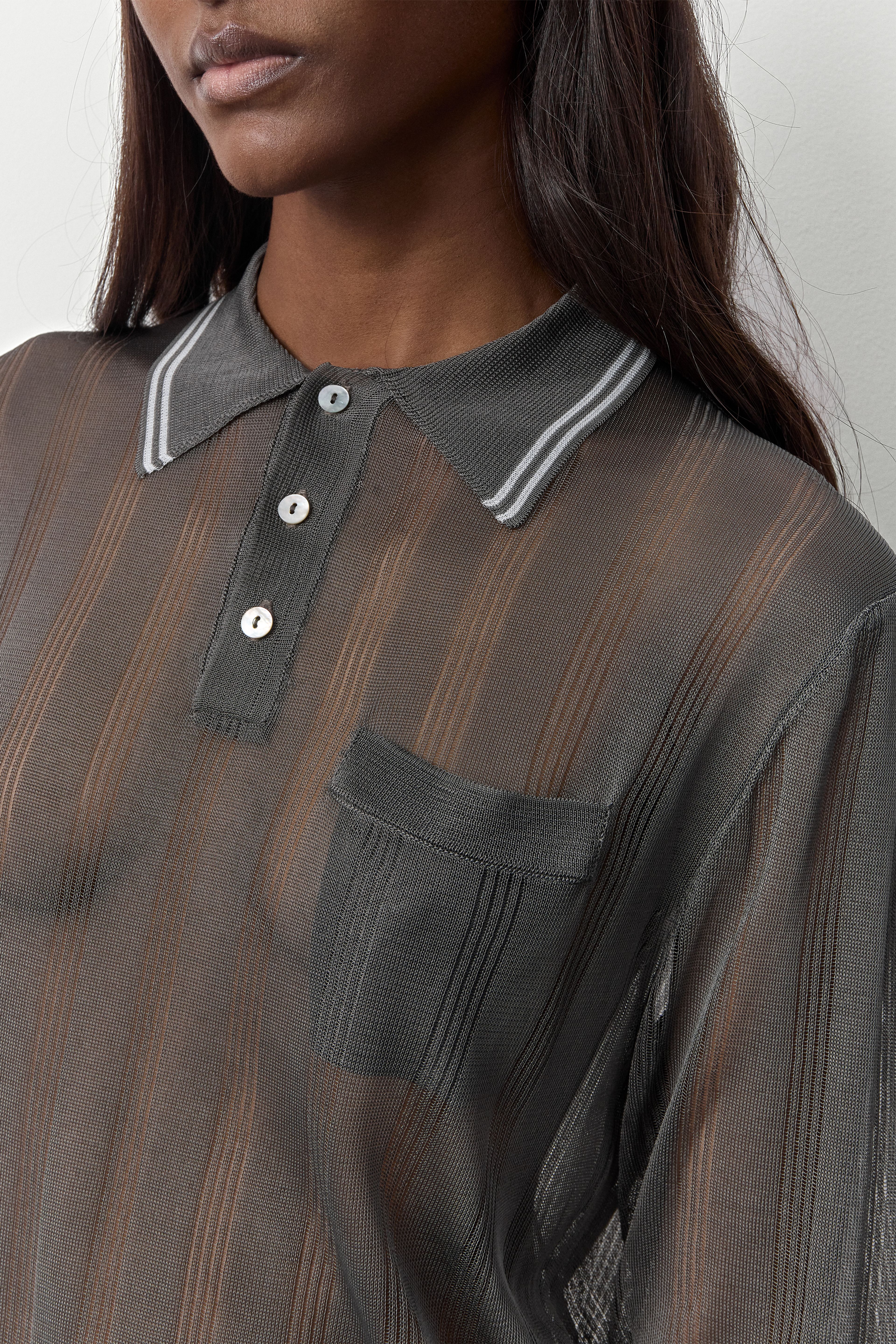 Rufa Cement Grey Polo Knitted Jumper | Miista | Designed & Handmade in Europe