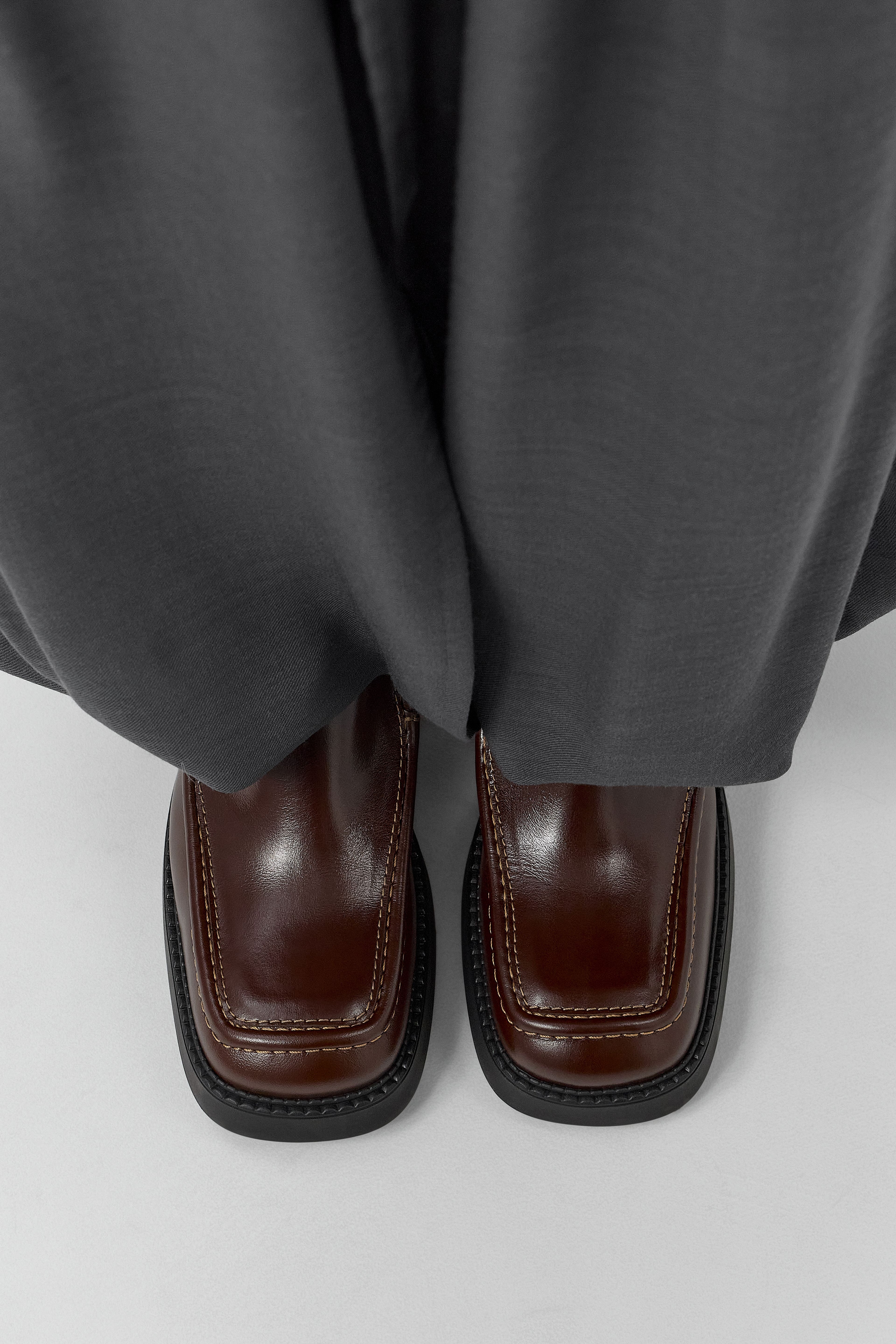 Dagmara Boots - Brown Leather Cream Stitching | Miista | Designed & Handmade in Europe