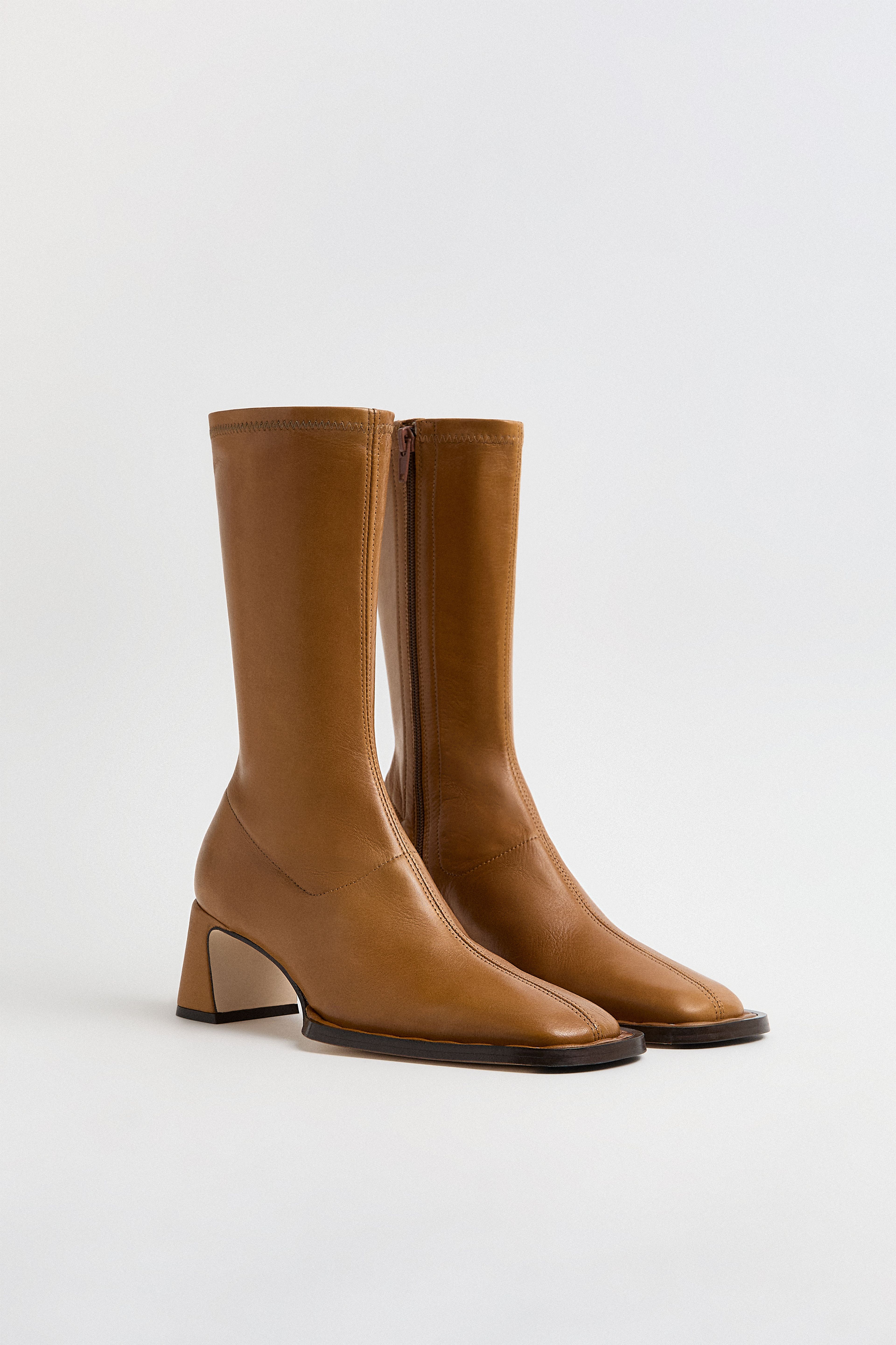 Chasity Boots Caramel Stretch Nappa | Miista | Designed & Handmade in Europe
