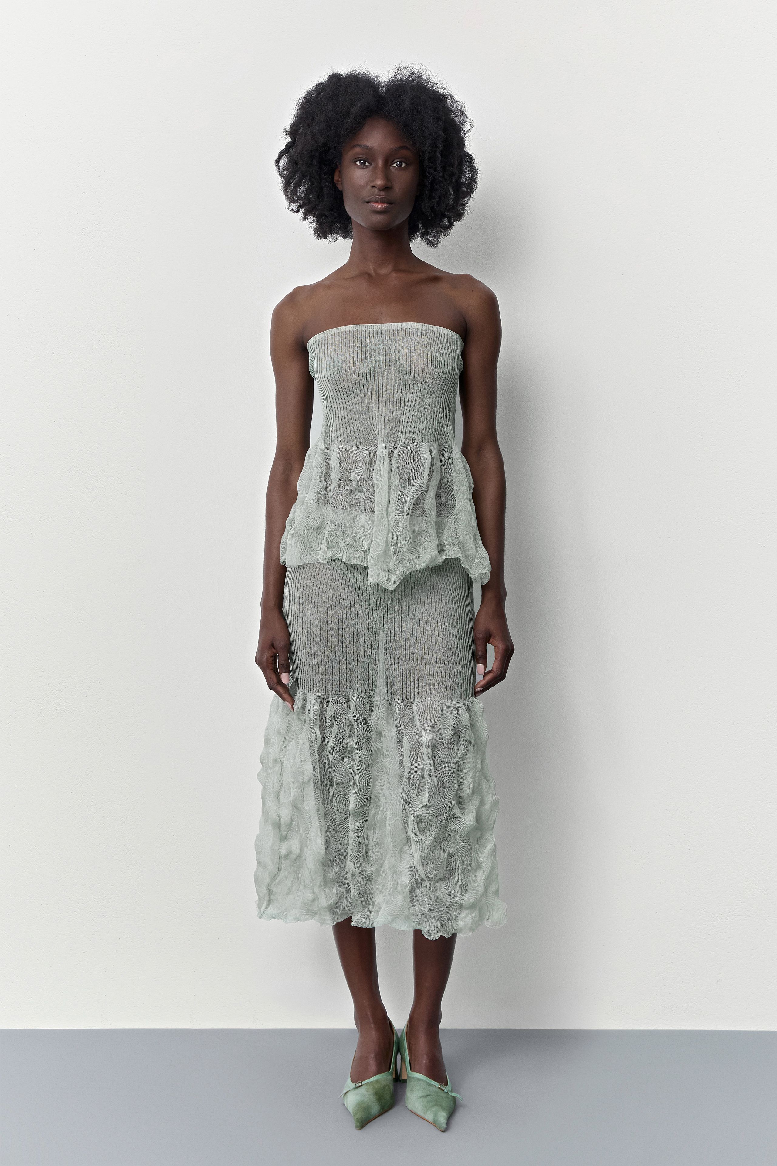 Syra Aquamarine Midi Knitted Skirt | Miista | Designed & Handmade in Europe