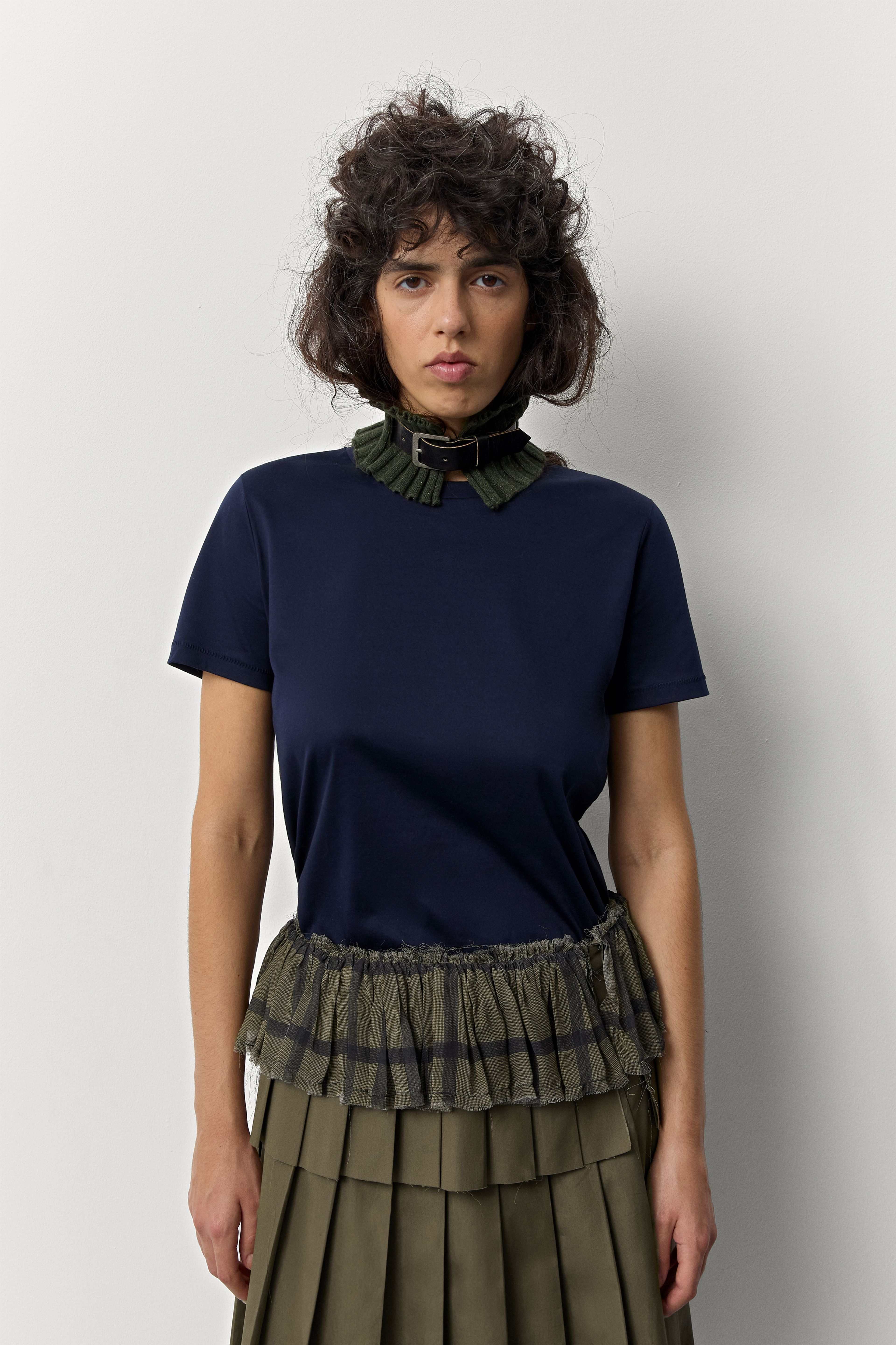 Alida Khaki Belt Knit Collar | Miista | Designed & Handmade in Europe
