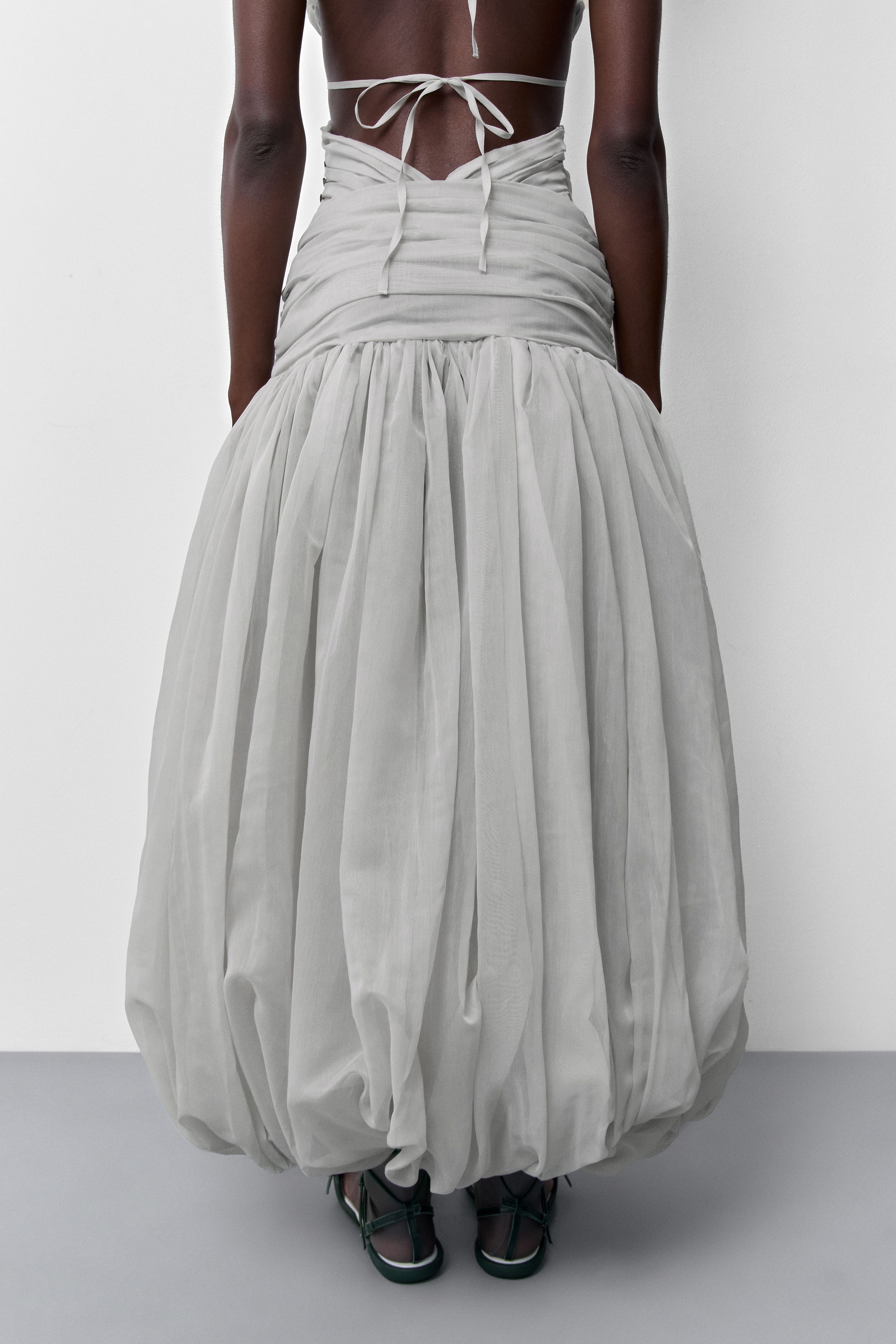 【新品未使用】S layered balloon skirt gry×wh Adrienne Skirt - Pearl Grey Balloon Sheer | Miista