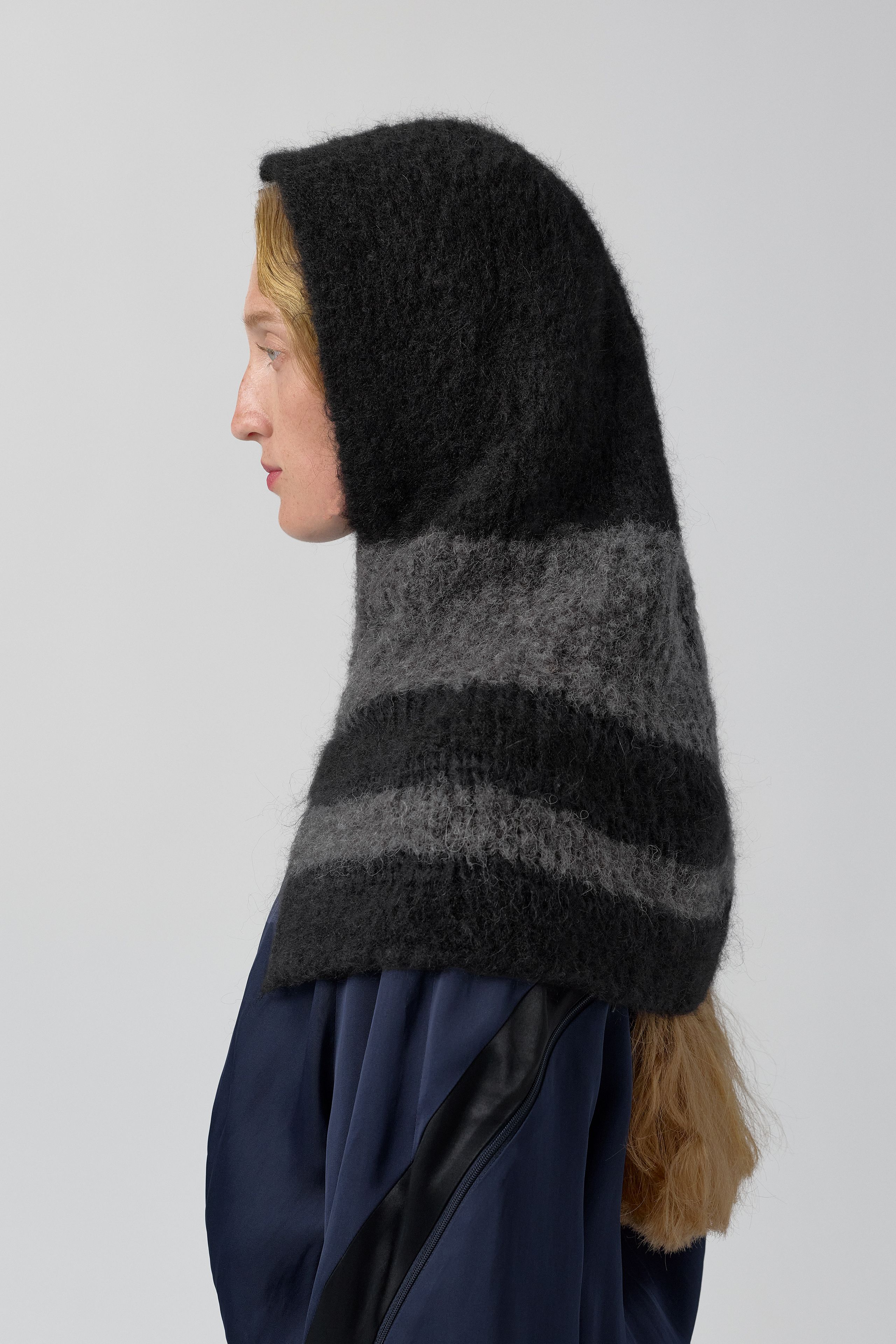 Mona Balaclava - Black Grey Fine Alpaca Knit | Miista