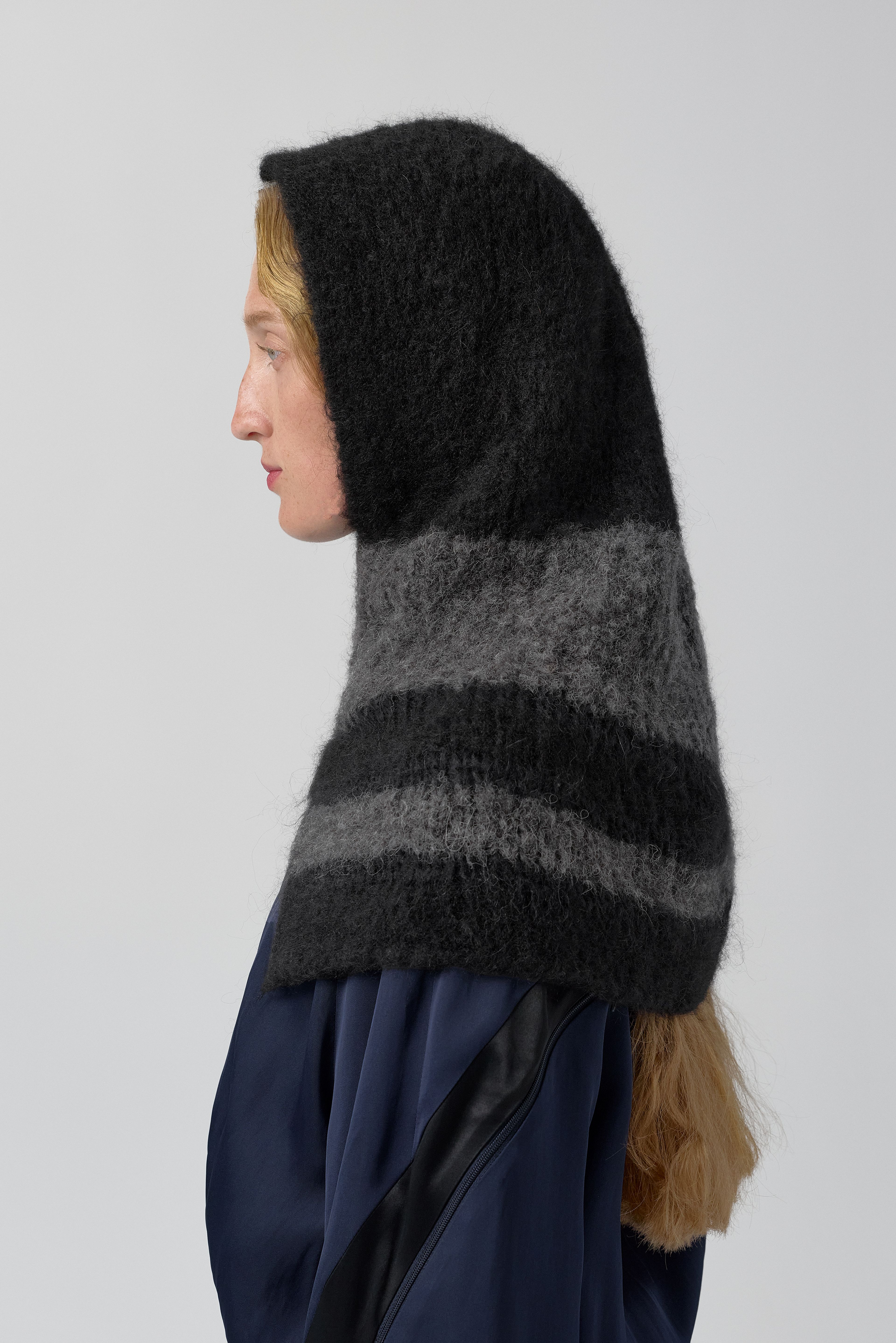 Mona Balaclava - Black Grey Fine Alpaca Knit | Miista | Designed & Handmade in Europe
