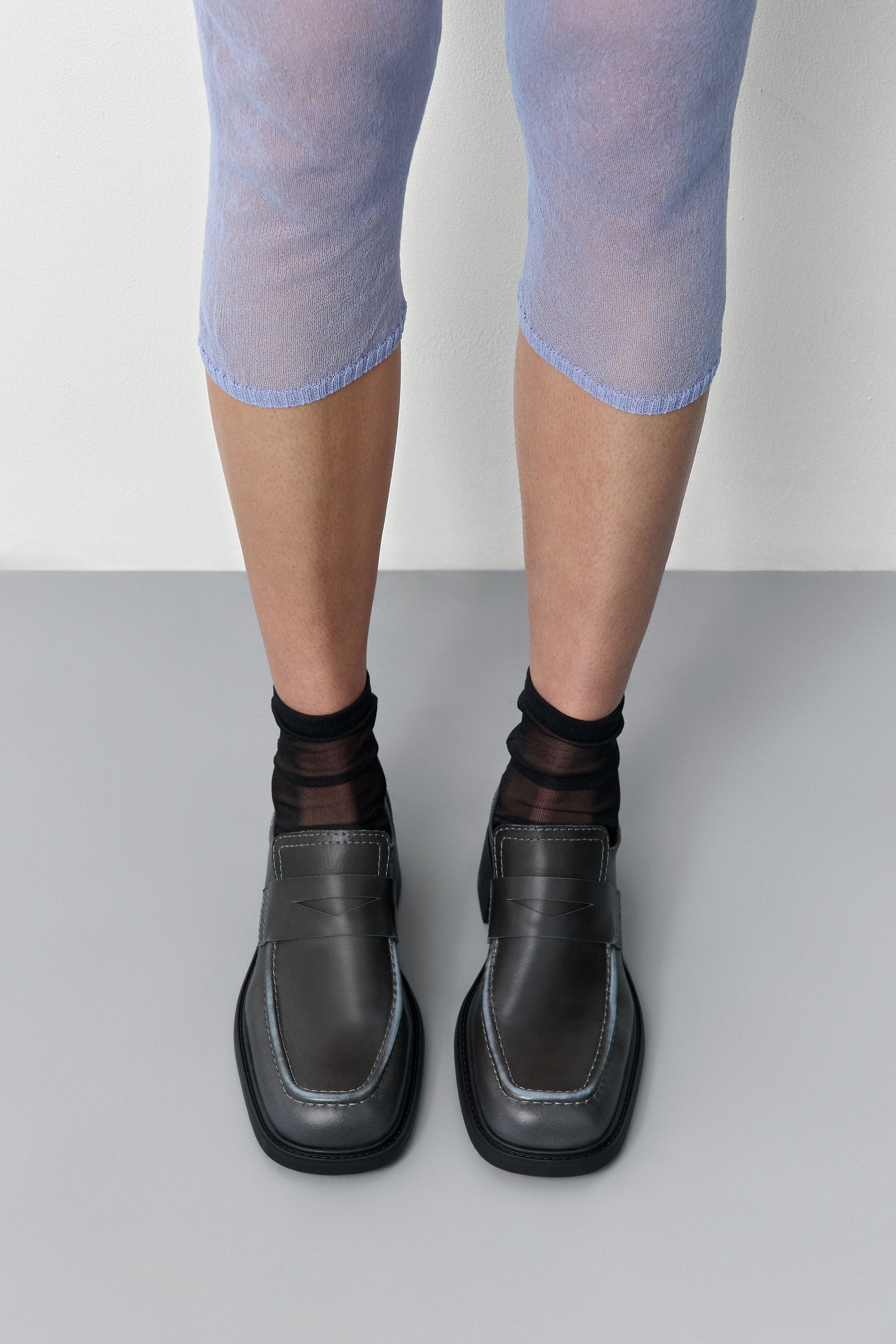 Amelia Brushed Light Blue Penny Loafers | Miista | Designed & Handmade in Europe