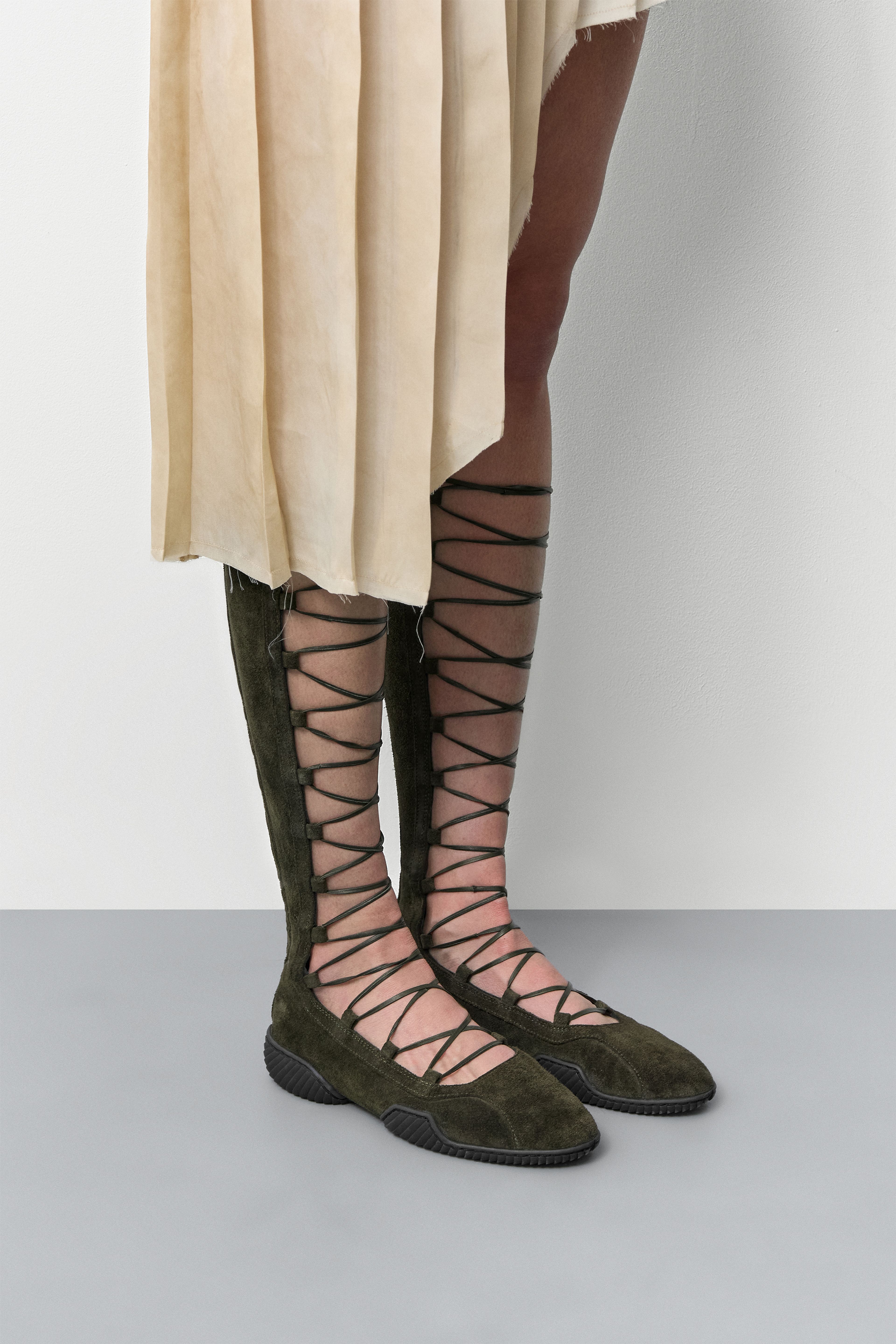 Mathilda Khaki Gladiator Ballerinas | Miista | Designed & Handmade in Europe