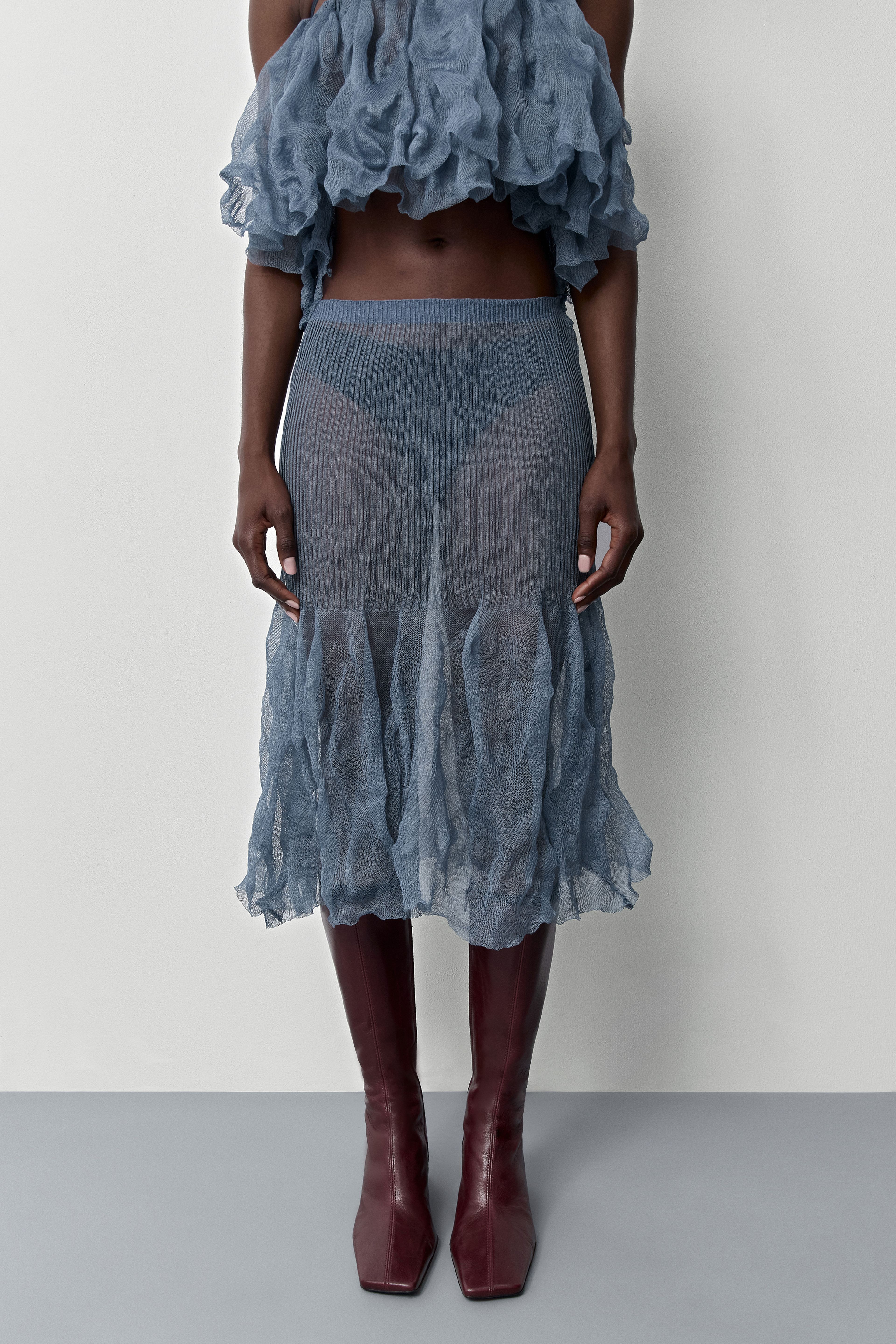 Syra Teal Knit Skirt | Miista | Designed & Handmade in Europe