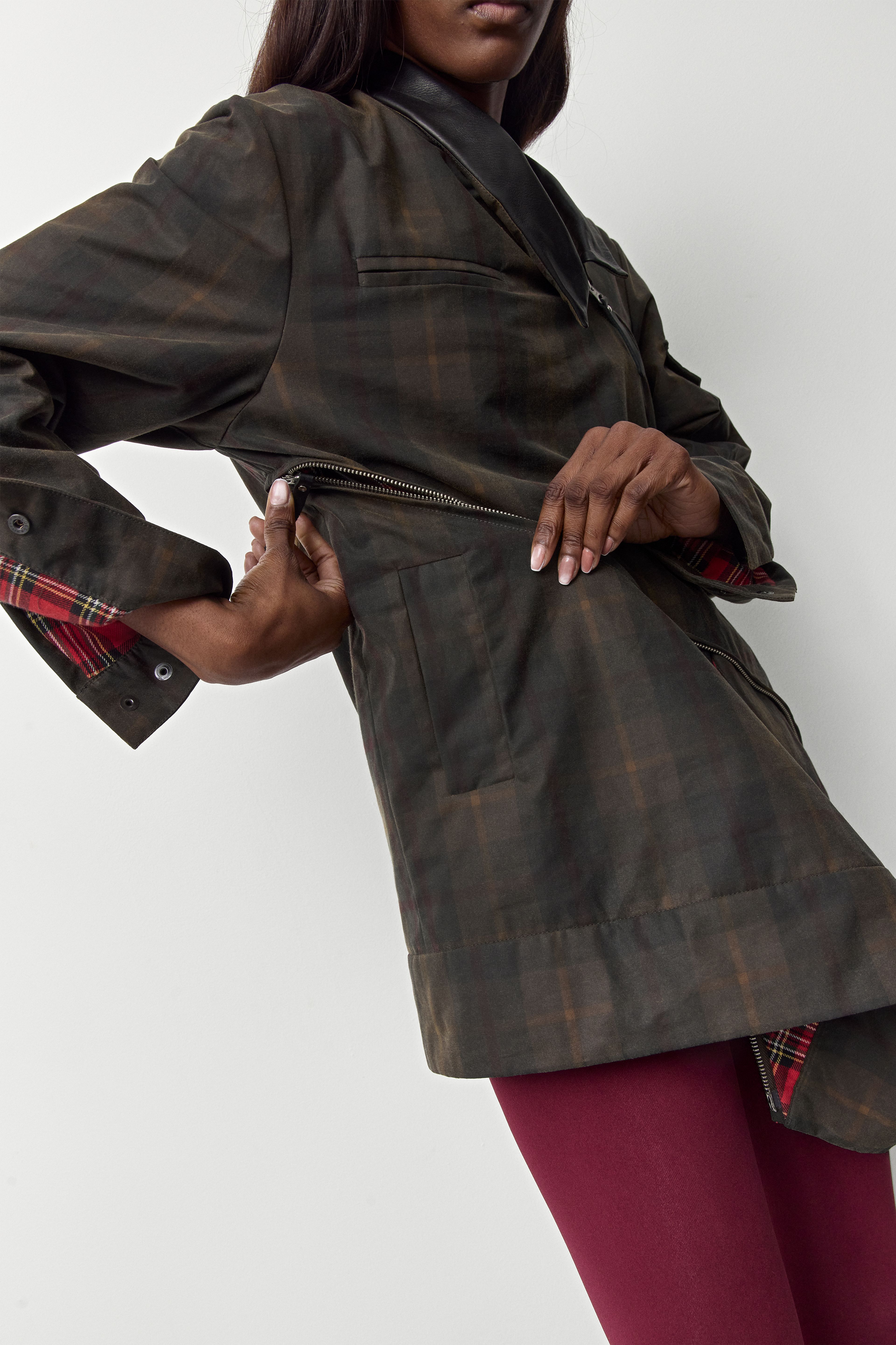 Marla Brown Checked Detachable Jacket | Miista | Designed & Handmade in Europe