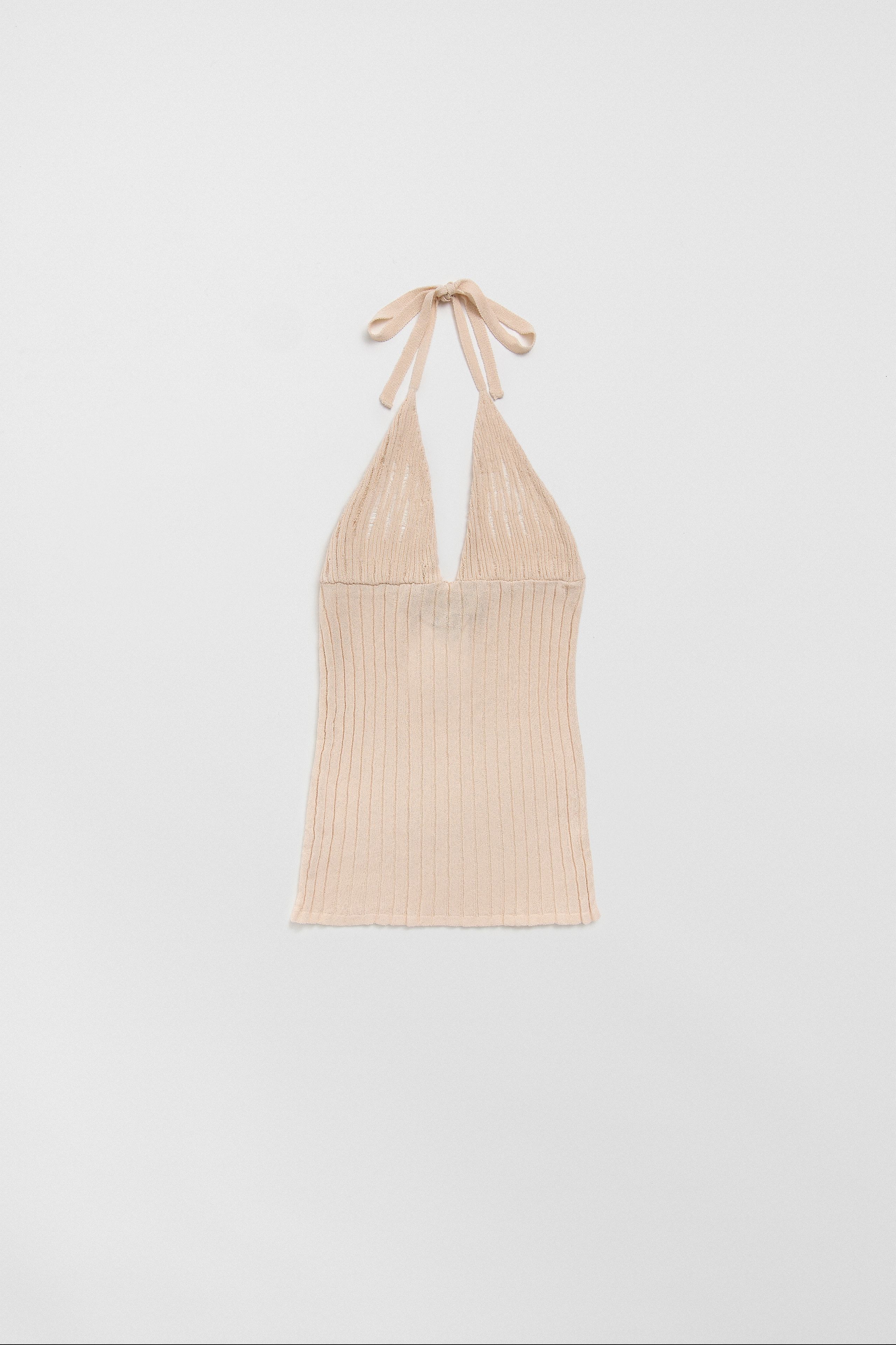キャミソール randeboo Halter neck knit beige Nerida Cross Halter Top in White - Final Sale – Stitch And Feather