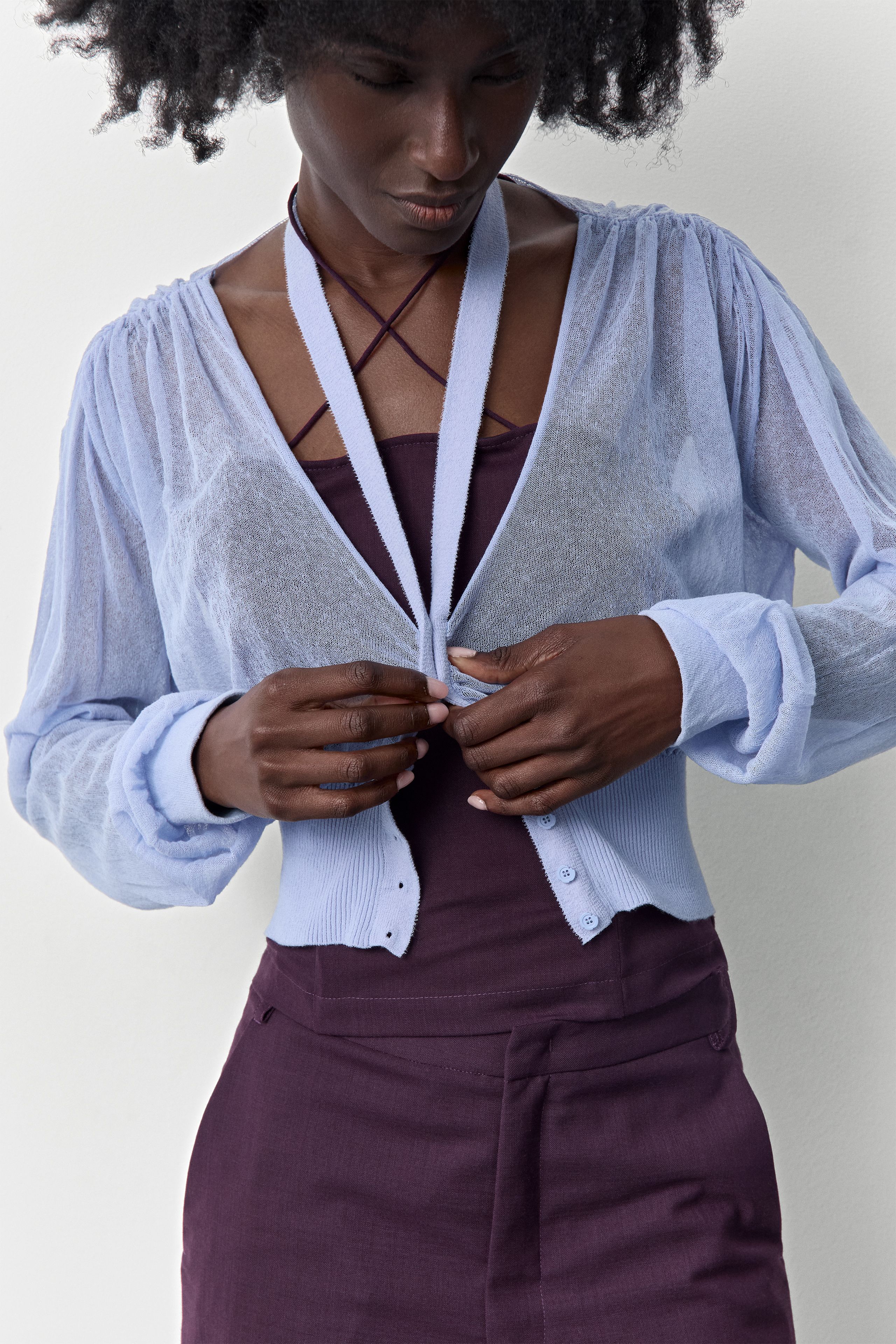 Amber Top - Blue Sheer Organic Cotton | Miista