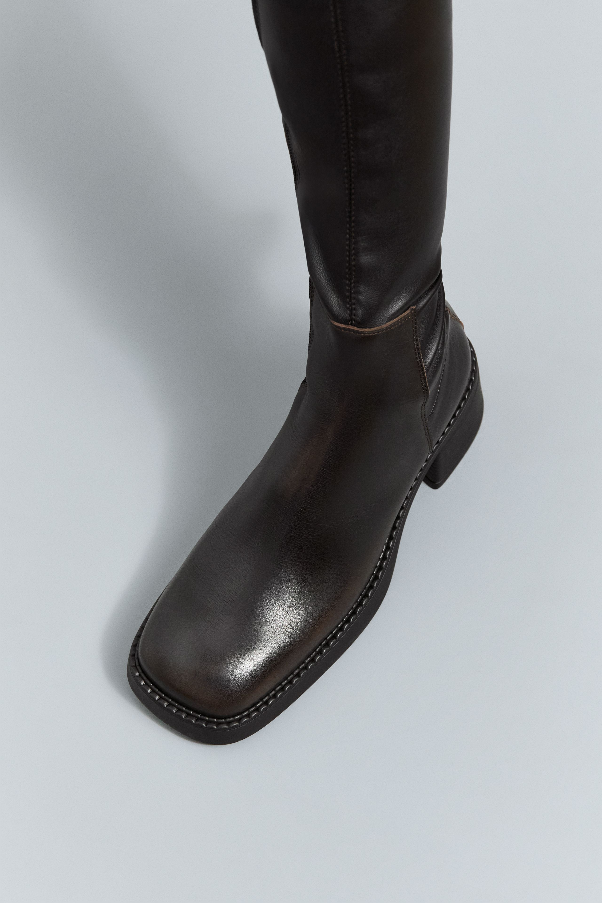 Margrit Boots - Brown Brushed Stretch Leather | Miista