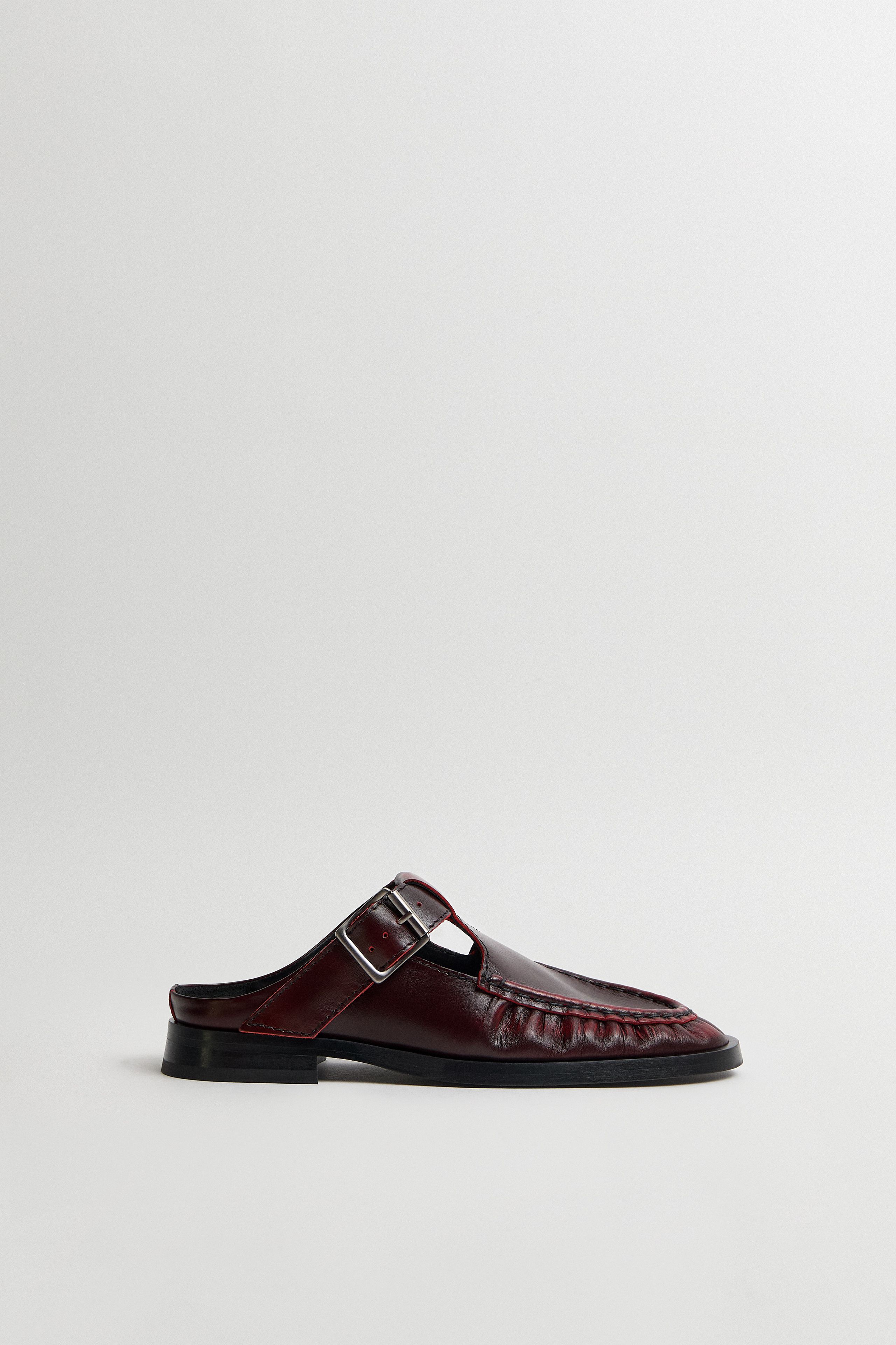 Gianna Mules - Burgundy Brush Off Leather | Miista