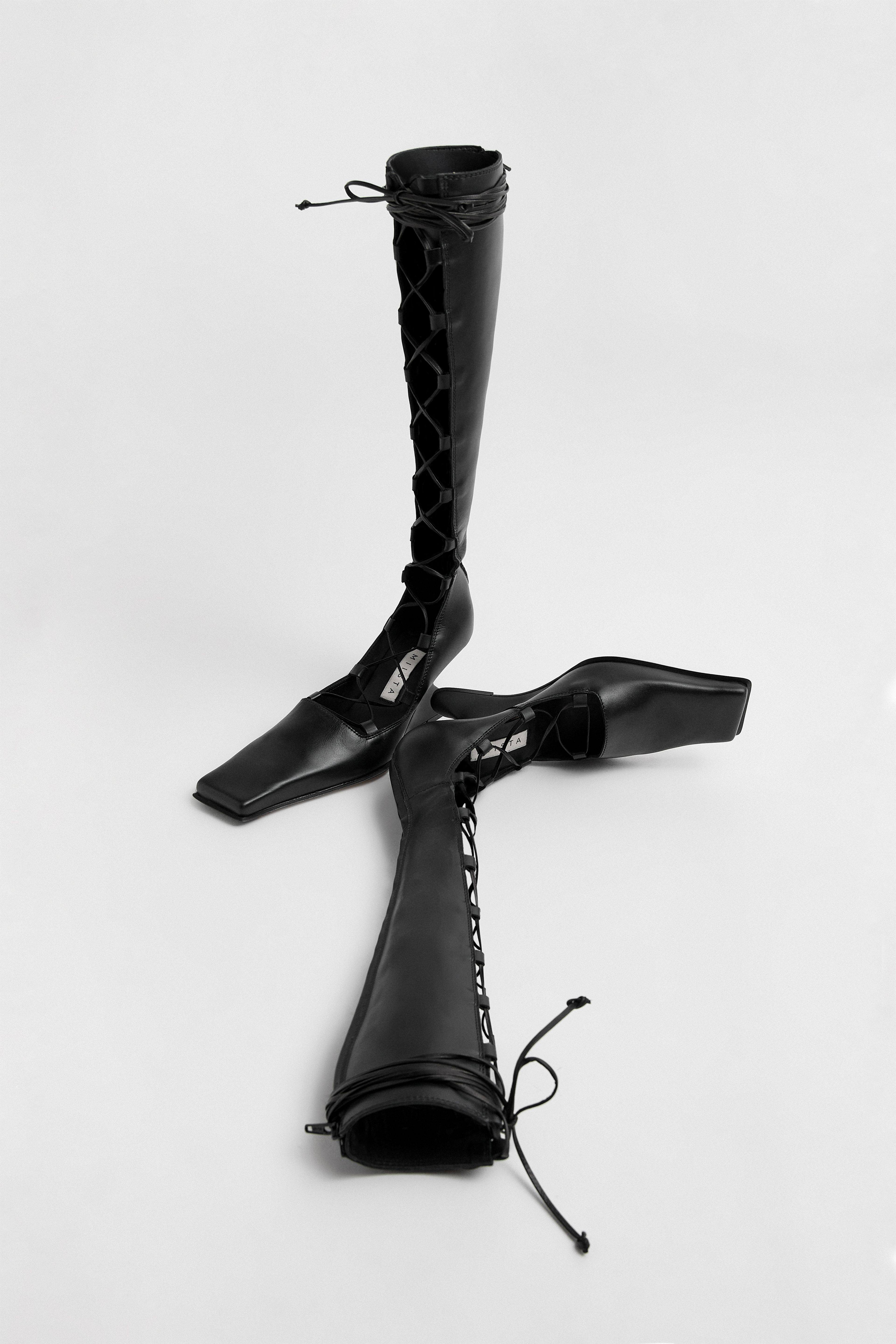 Lena Black Lace Up Wedge Courts | Miista | Designed & Handmade in Europe