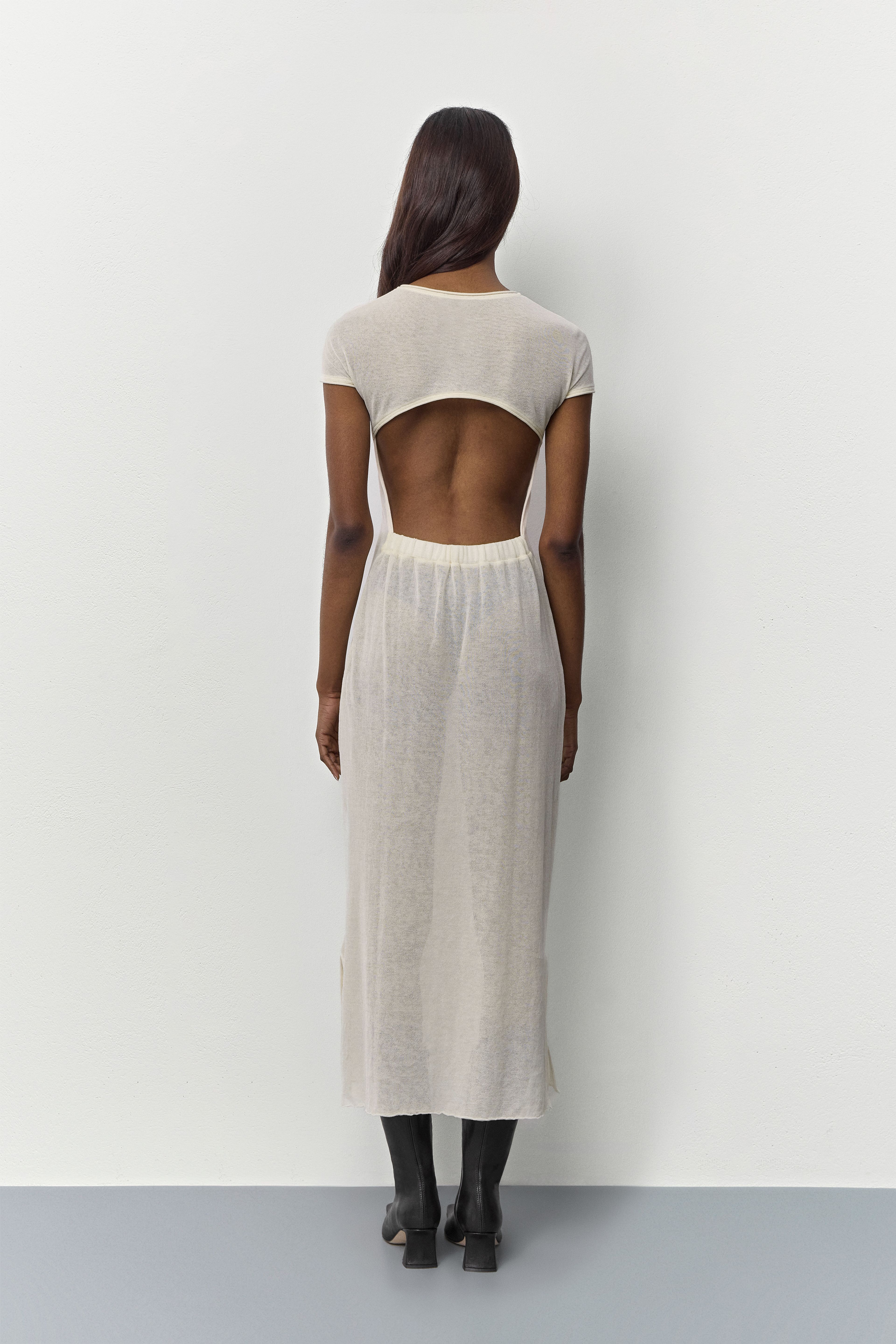 Buffy Ecru Backless Knitted Dress | Miista | Designed & Handmade in Europe