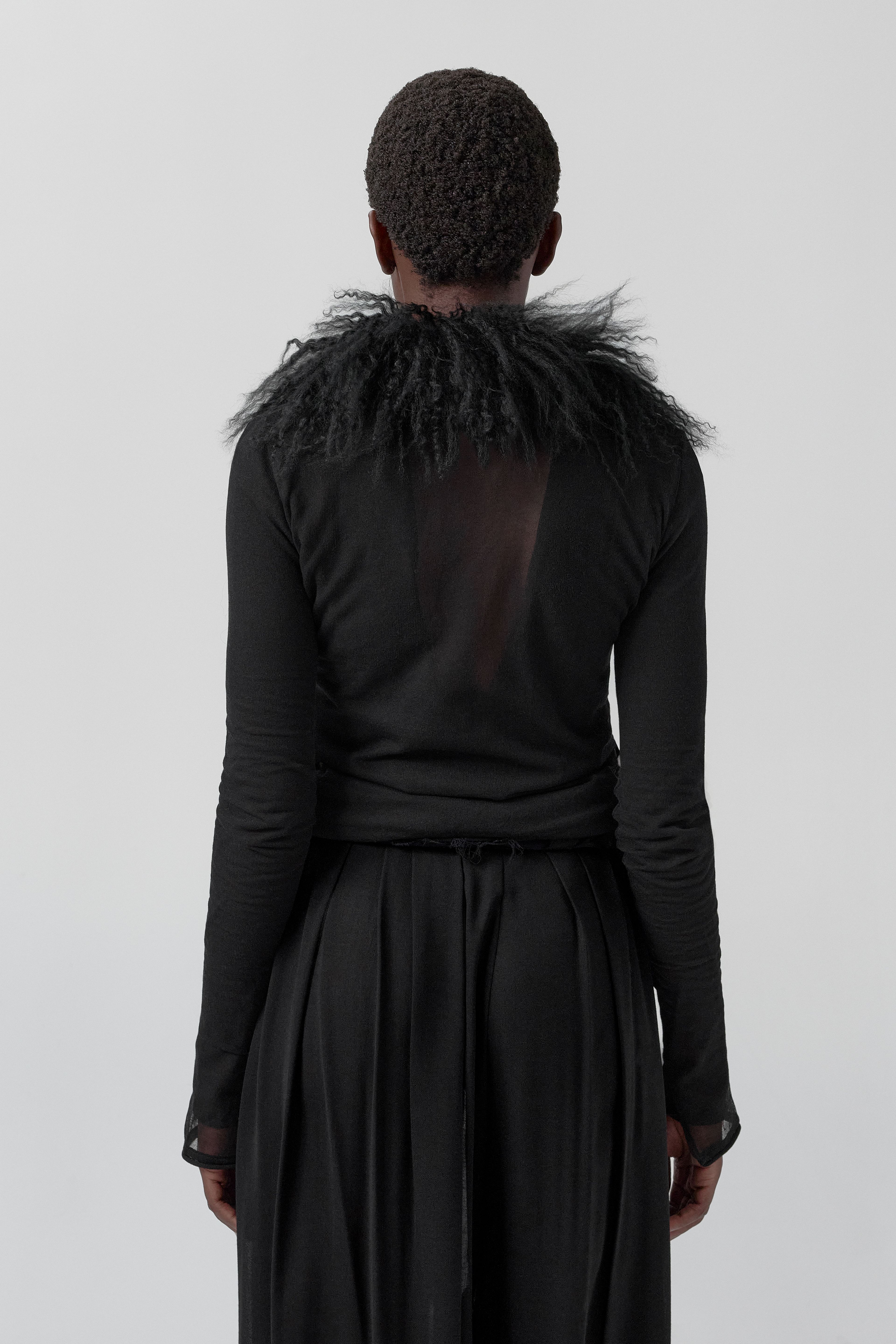 Ripley Black Fuzzy Collar Mini Knit Jacket | Miista | Designed & Handmade in Europe