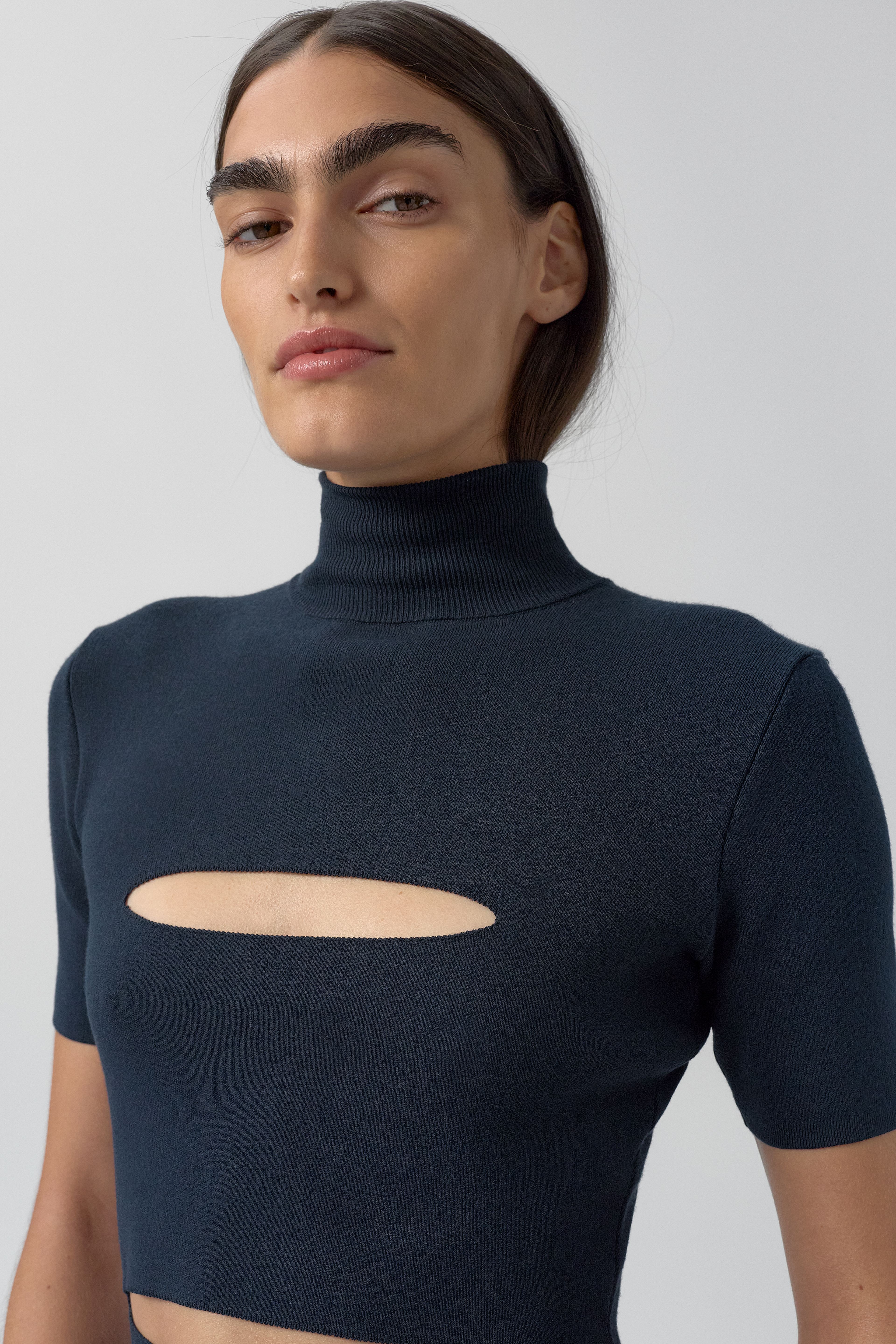 Candida Top - Navy Viscose Knit | Miista | Designed & Handmade in Europe
