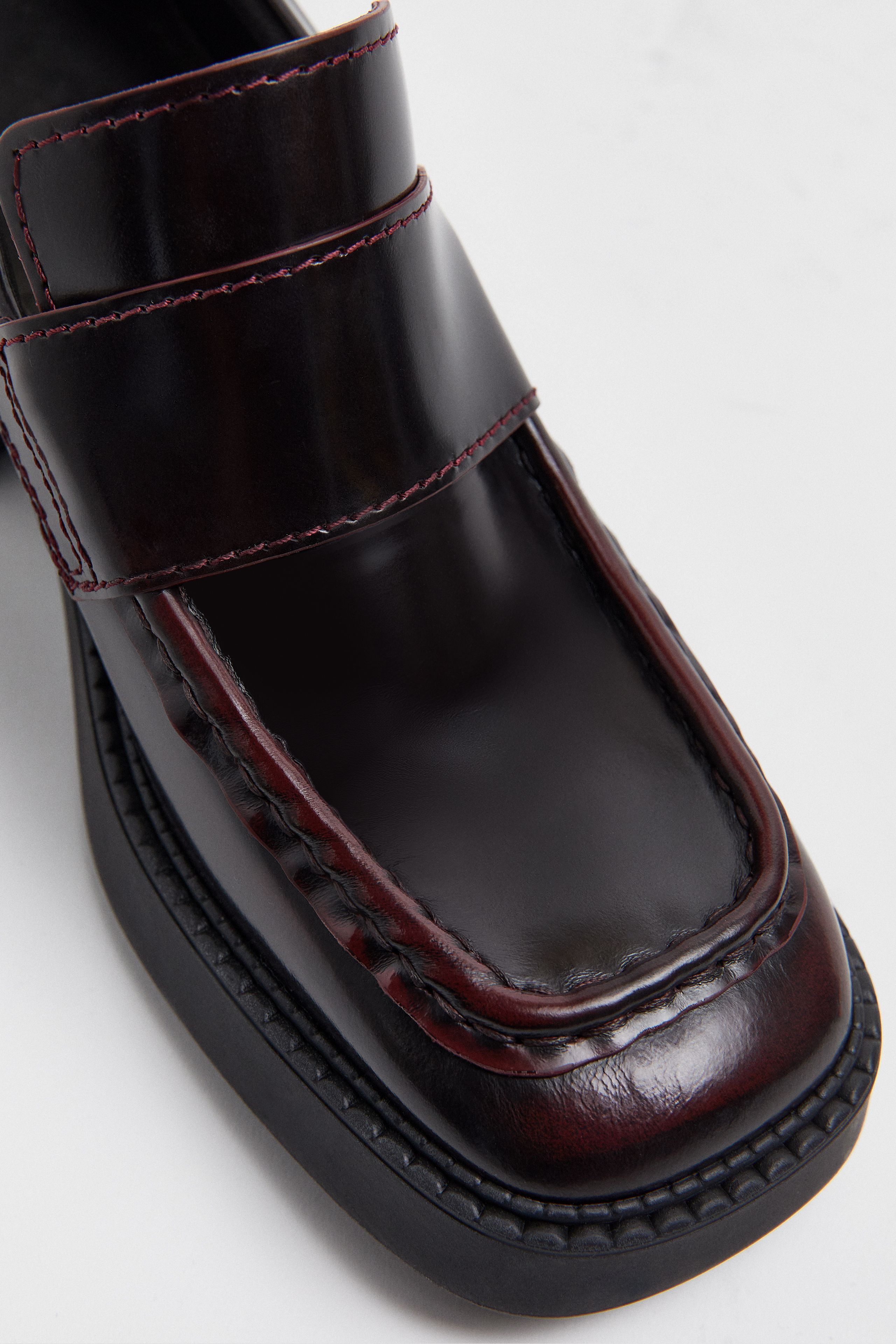 Karina Burgundy Black Loafers | Miista