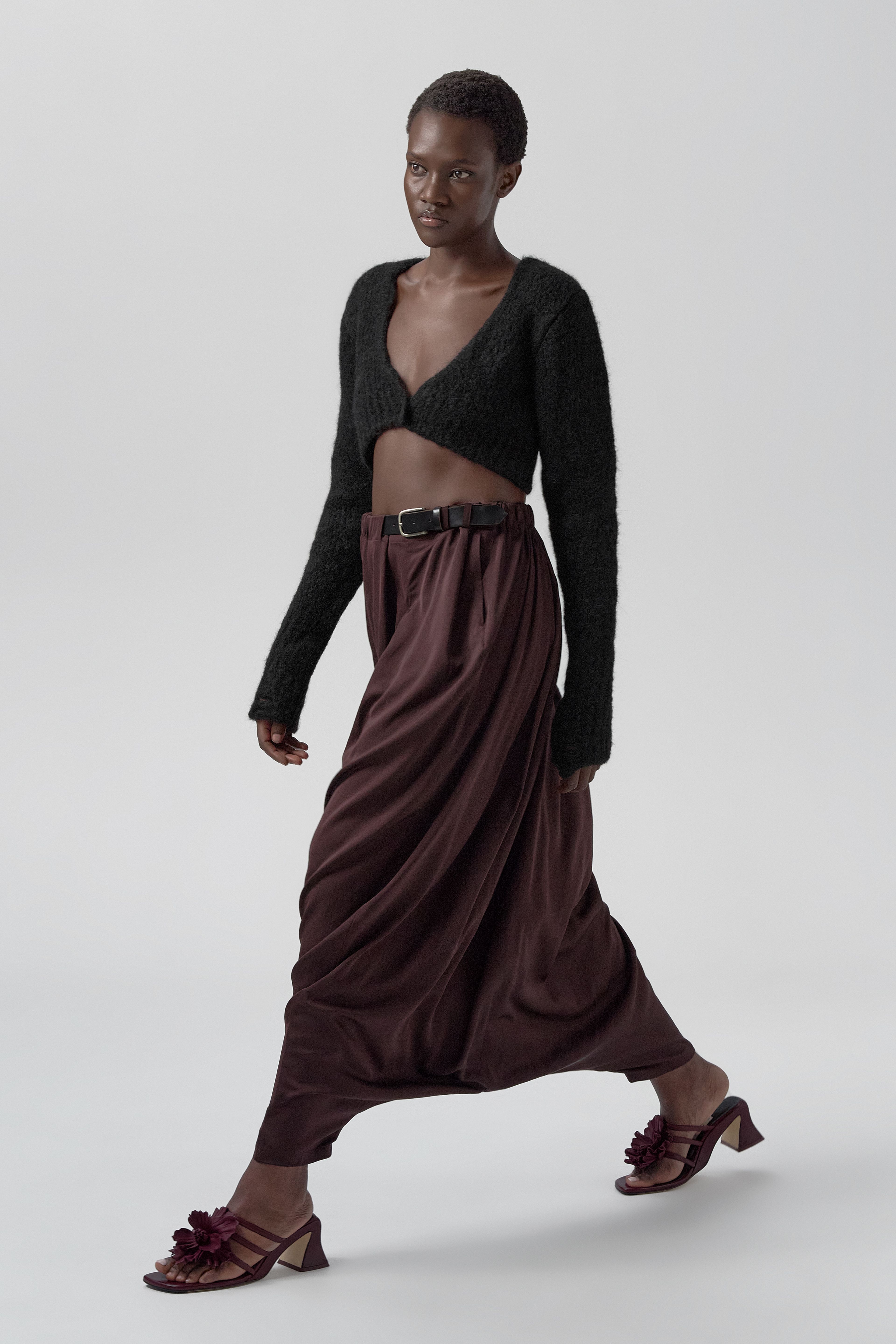 Gina Trousers - Burgundy Cupro | Miista | Designed & Handmade in Europe