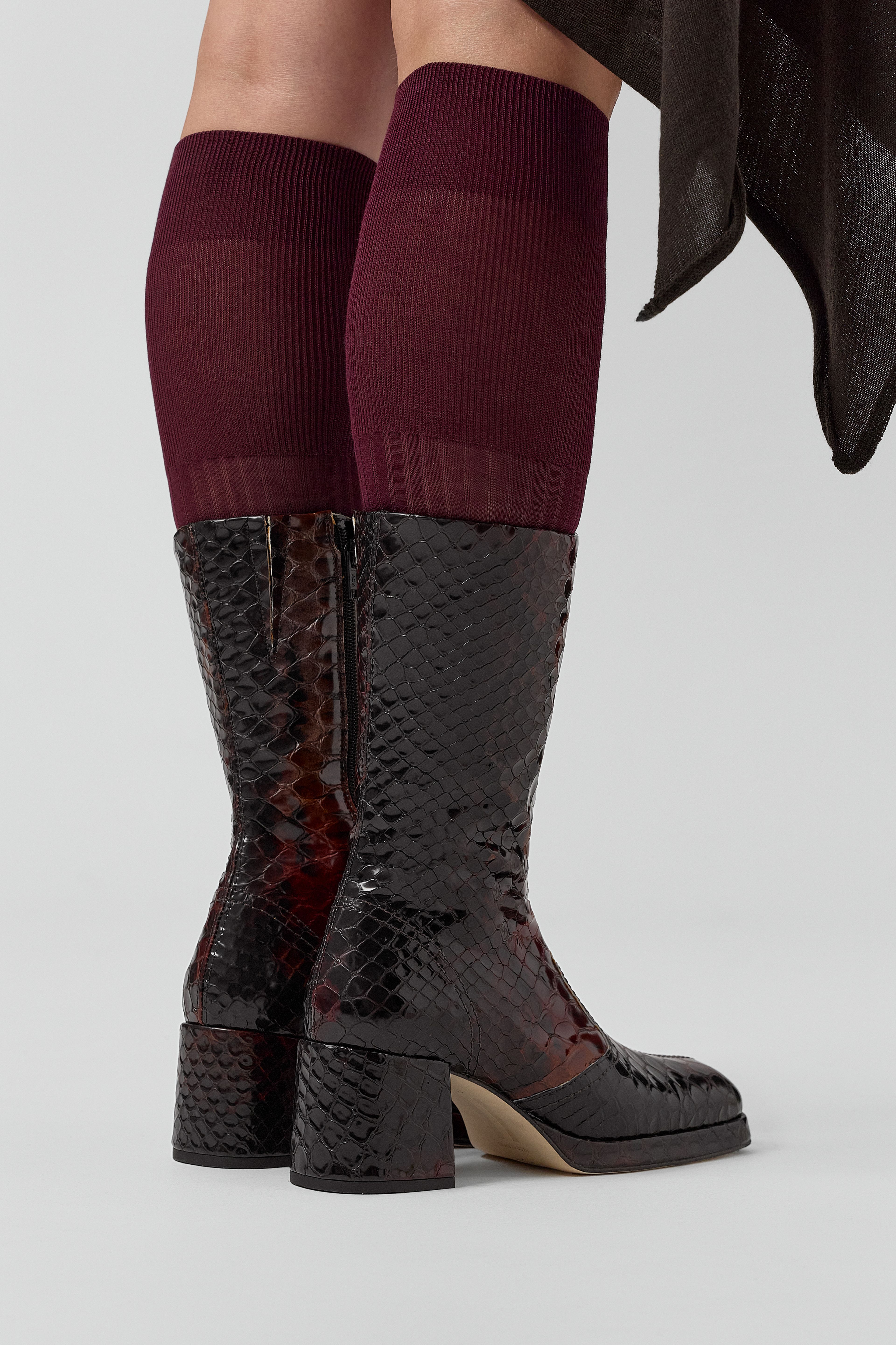 Cass Boots - Tan Snake Embossed Leather | Miista | Designed & Handmade in Europe