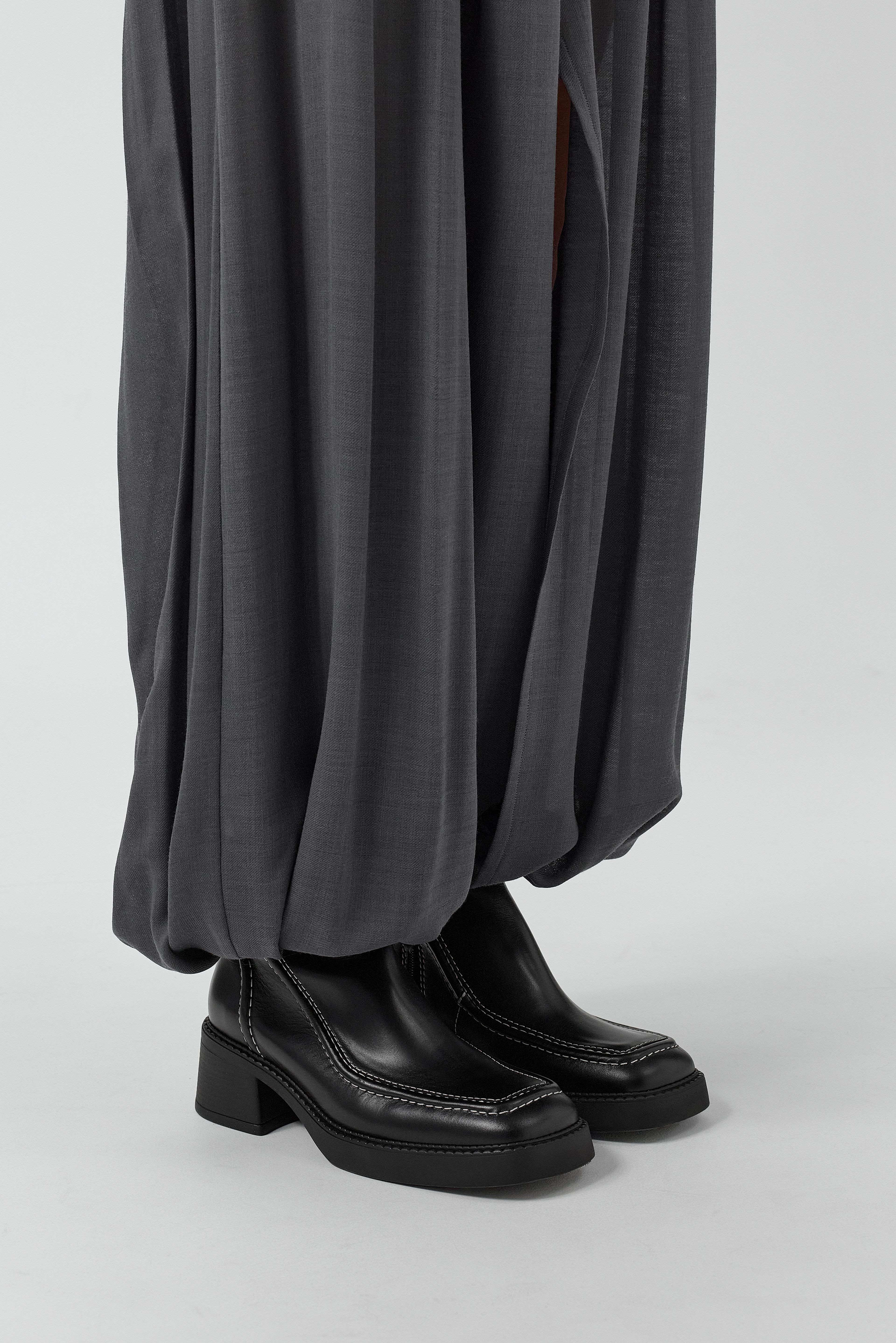 Dagmara Boots - Black Leather White Stitching | Miista | Designed & Handmade in Europe