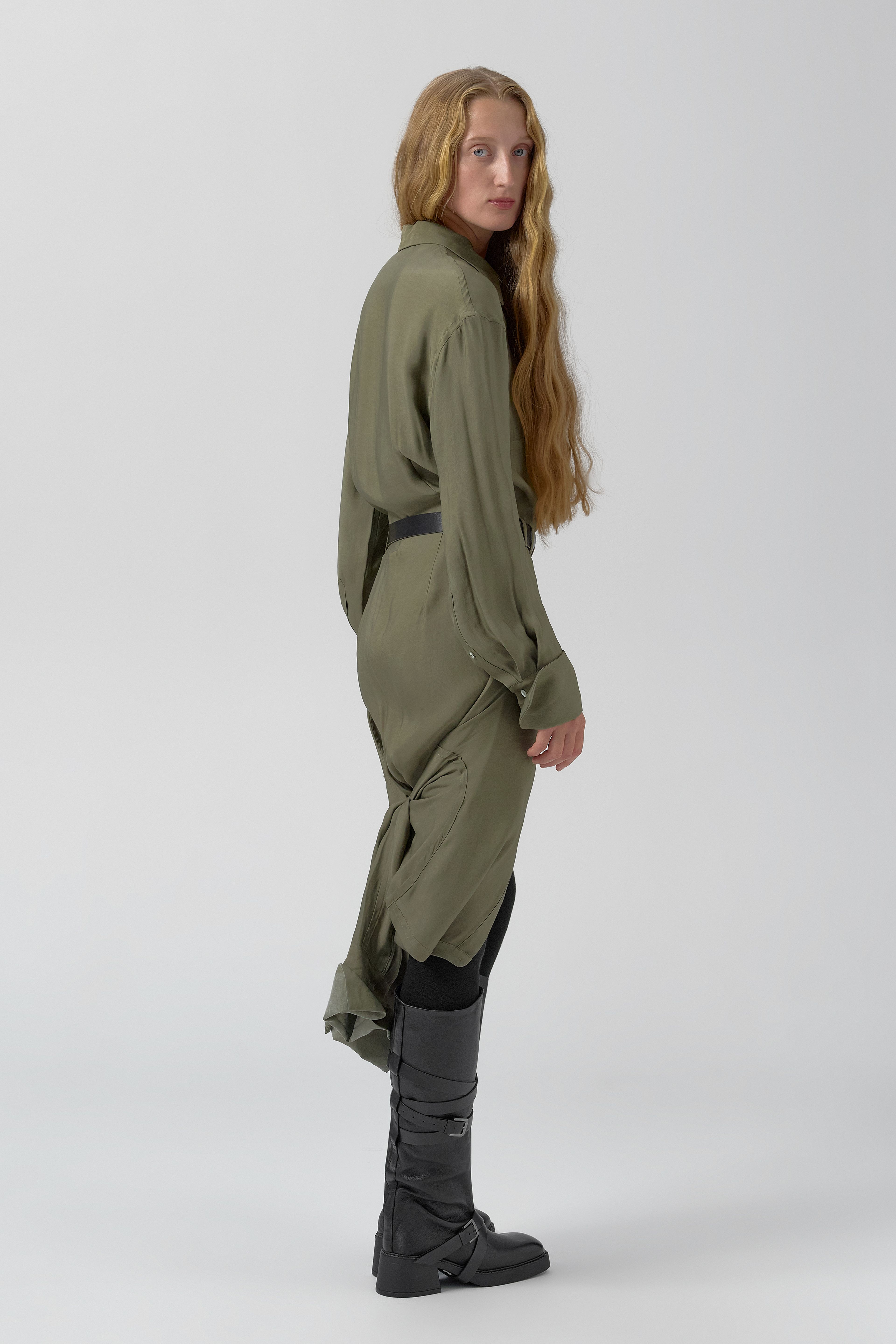 Lorna Dress - Khaki Lyocell Blend | Miista | Designed & Handmade in Europe