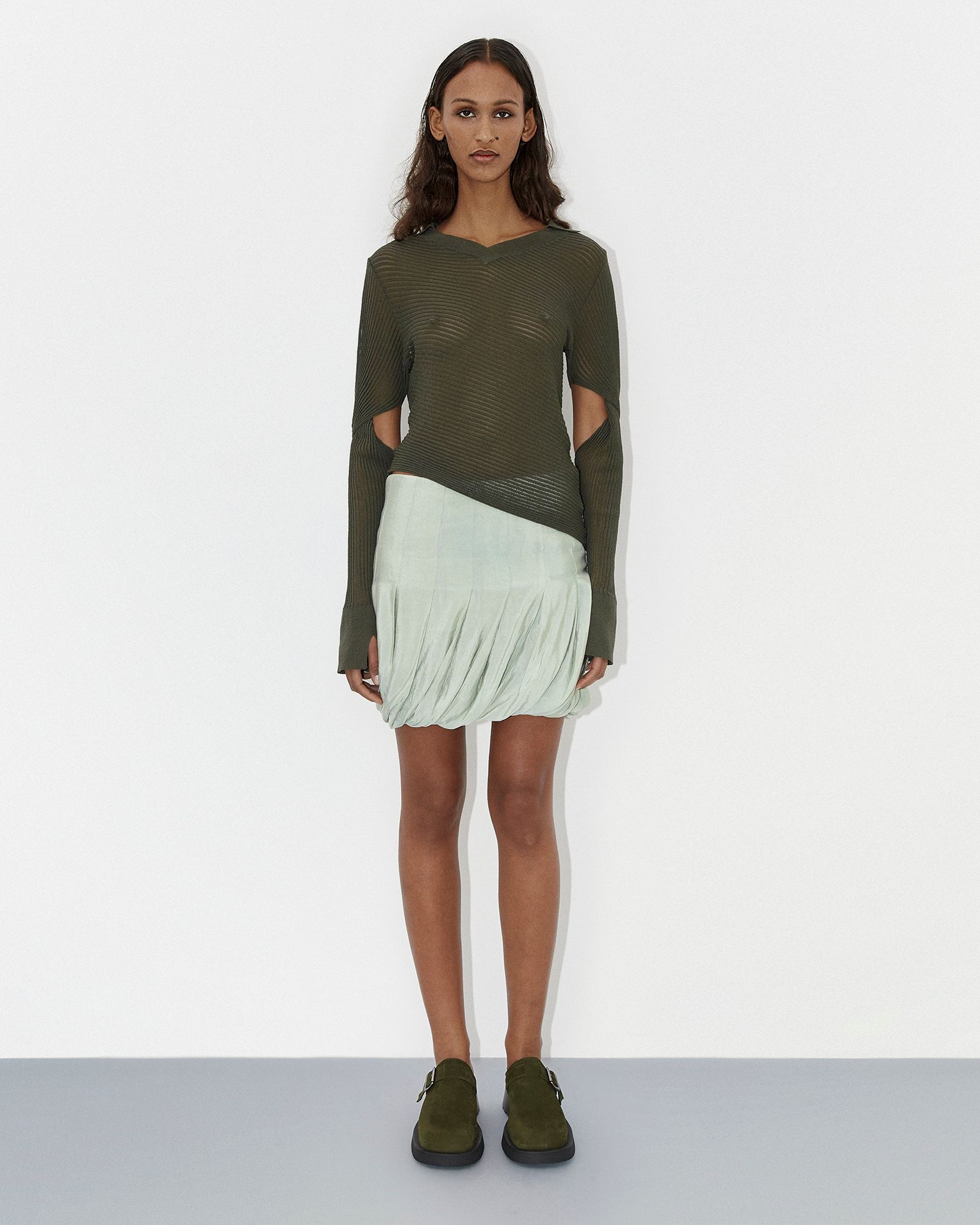 Roisin Top - Green Twisted Knit | Miista