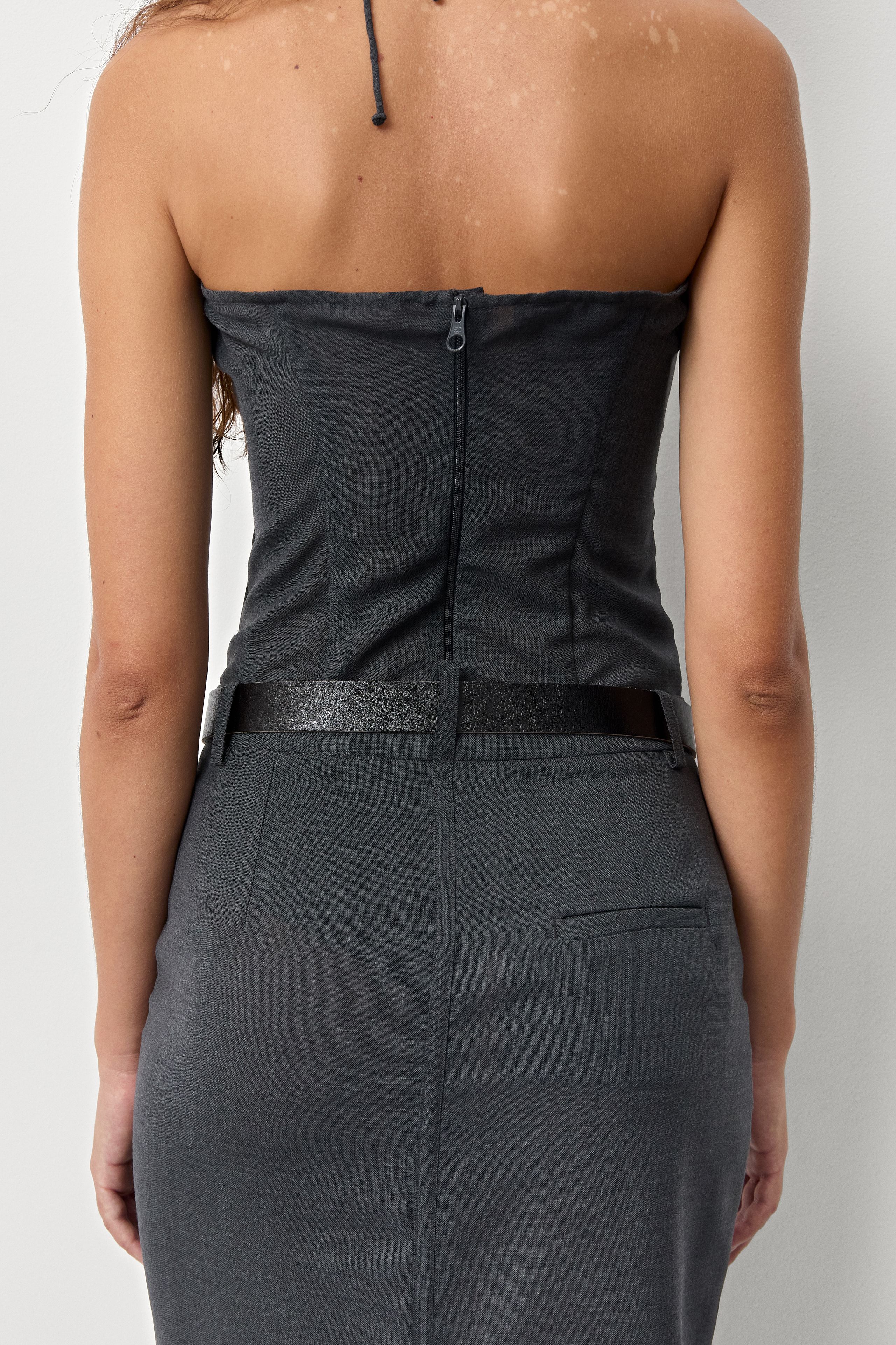Patty Cement Grey Midi Skirt | Miista | Designed & Handmade in Europe