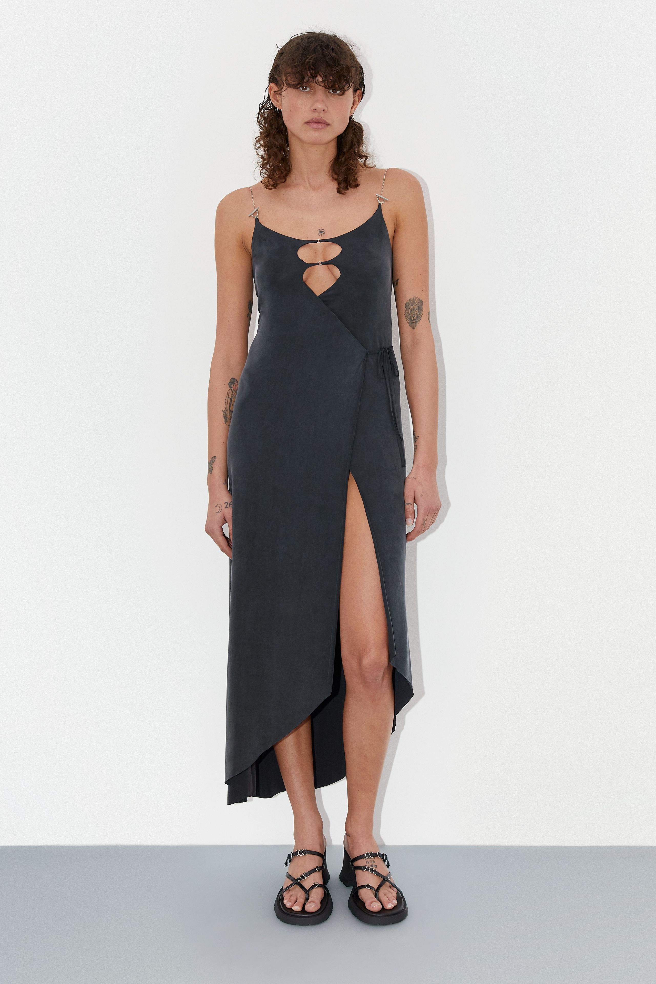 Jaslene Sandals - Black Leather | Miista