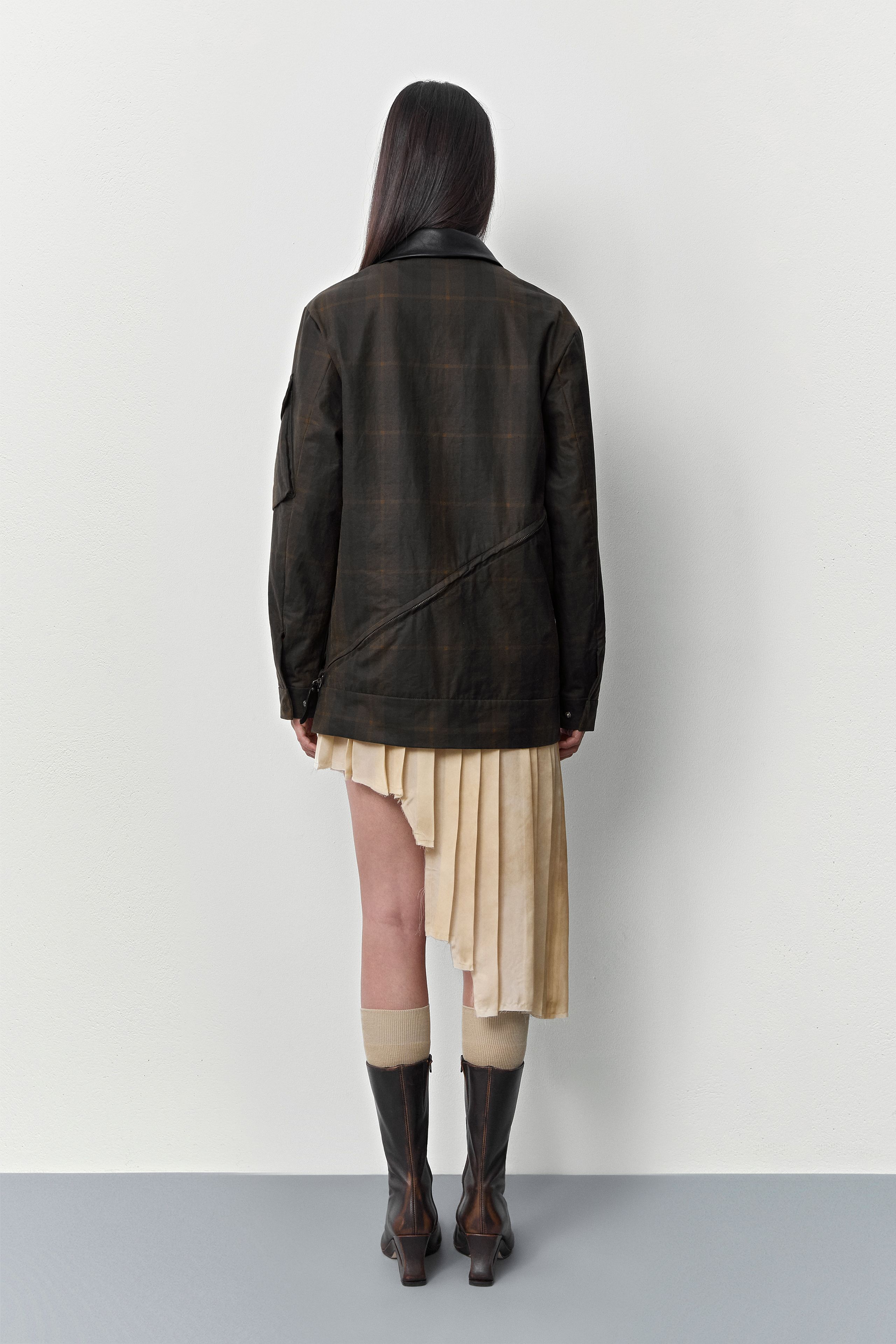 Marla Brown Checked Detachable Jacket | Miista | Designed & Handmade in Europe