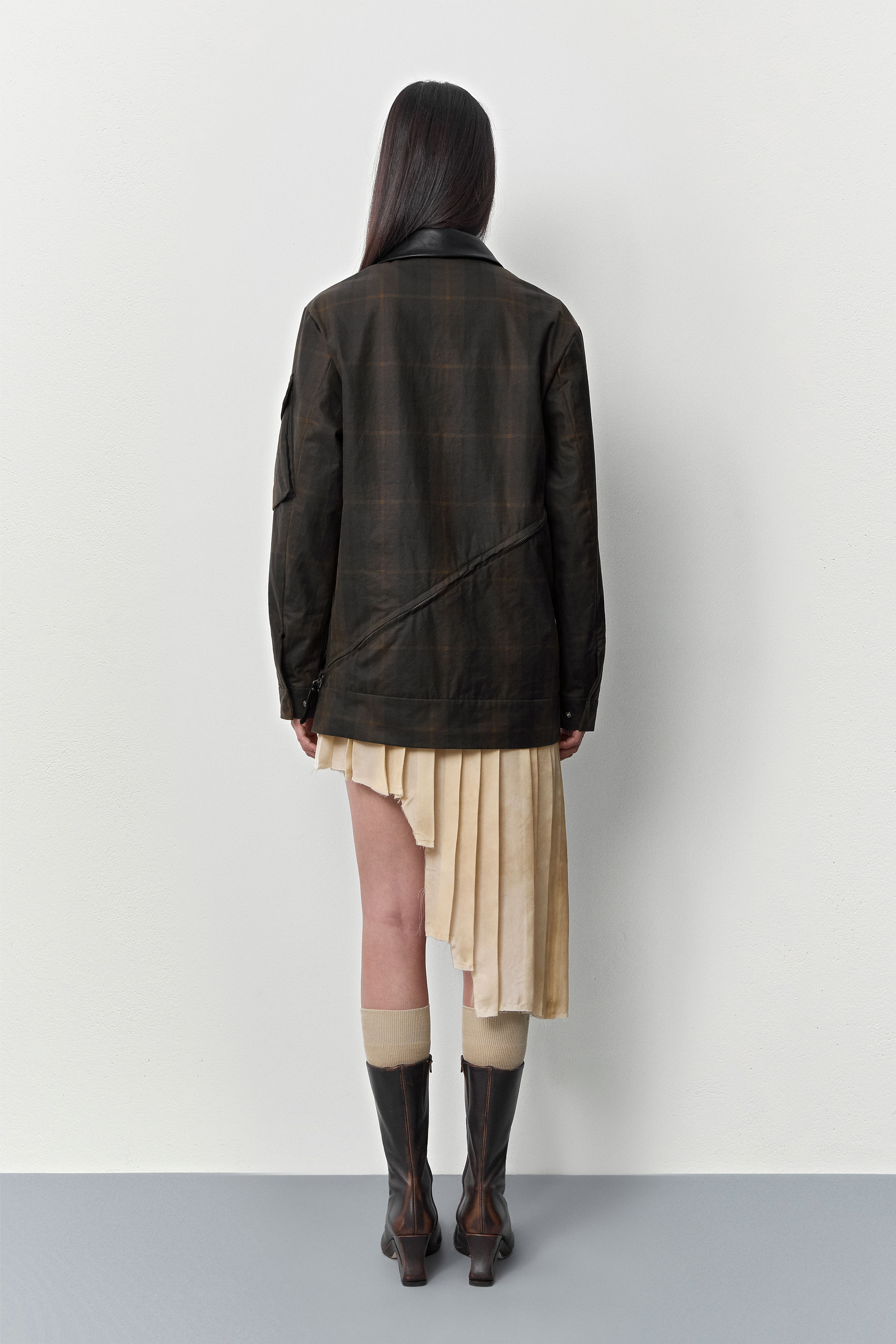Marla Brown Checked Detachable Jacket | Miista | Designed & Handmade in Europe