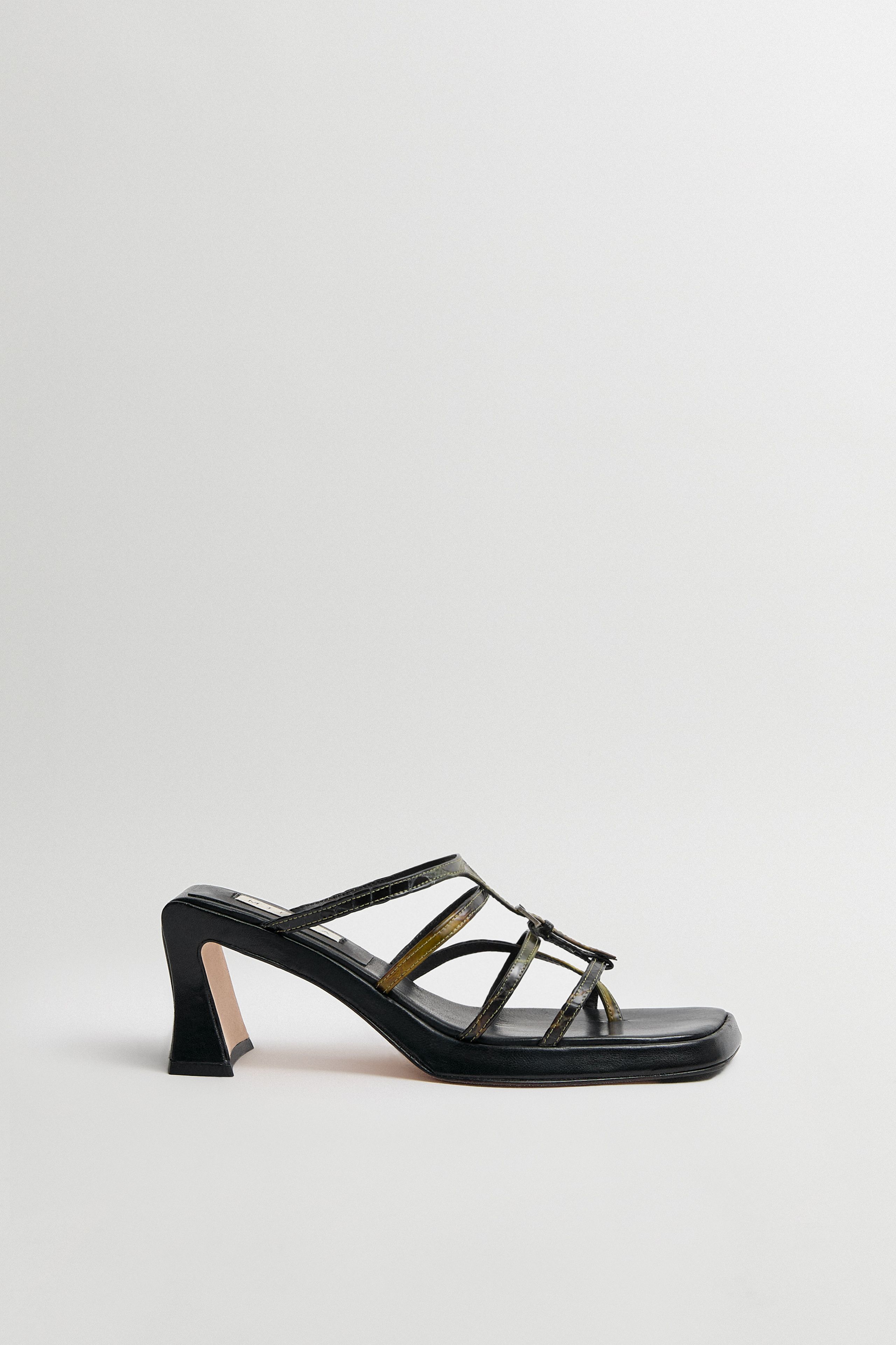 Indi Green Snake Black Strappy Sandals | Miista | Designed & Handmade in Europe