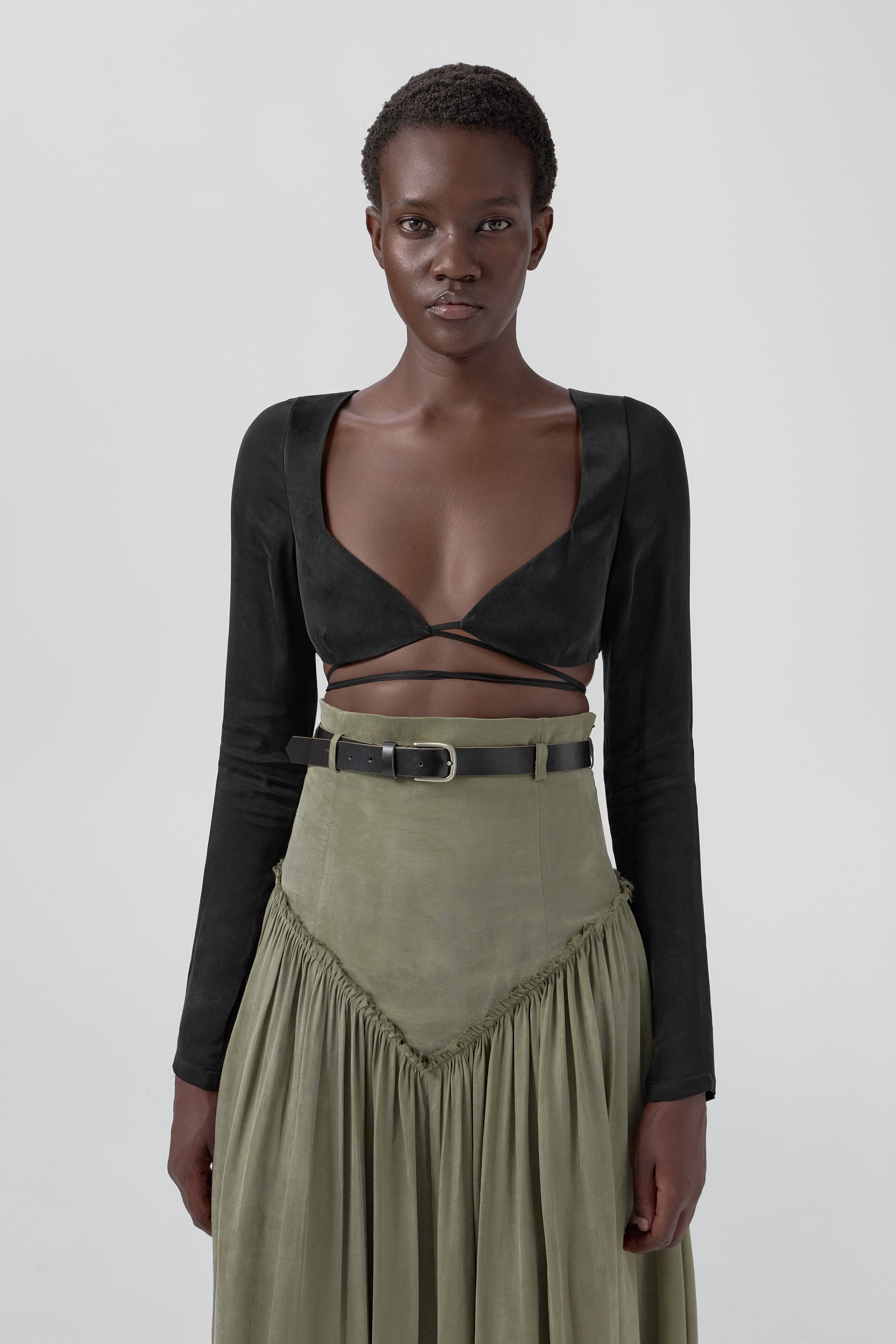 Frida Top - Washed Black Cupro | Miista | Designed & Handmade in Europe
