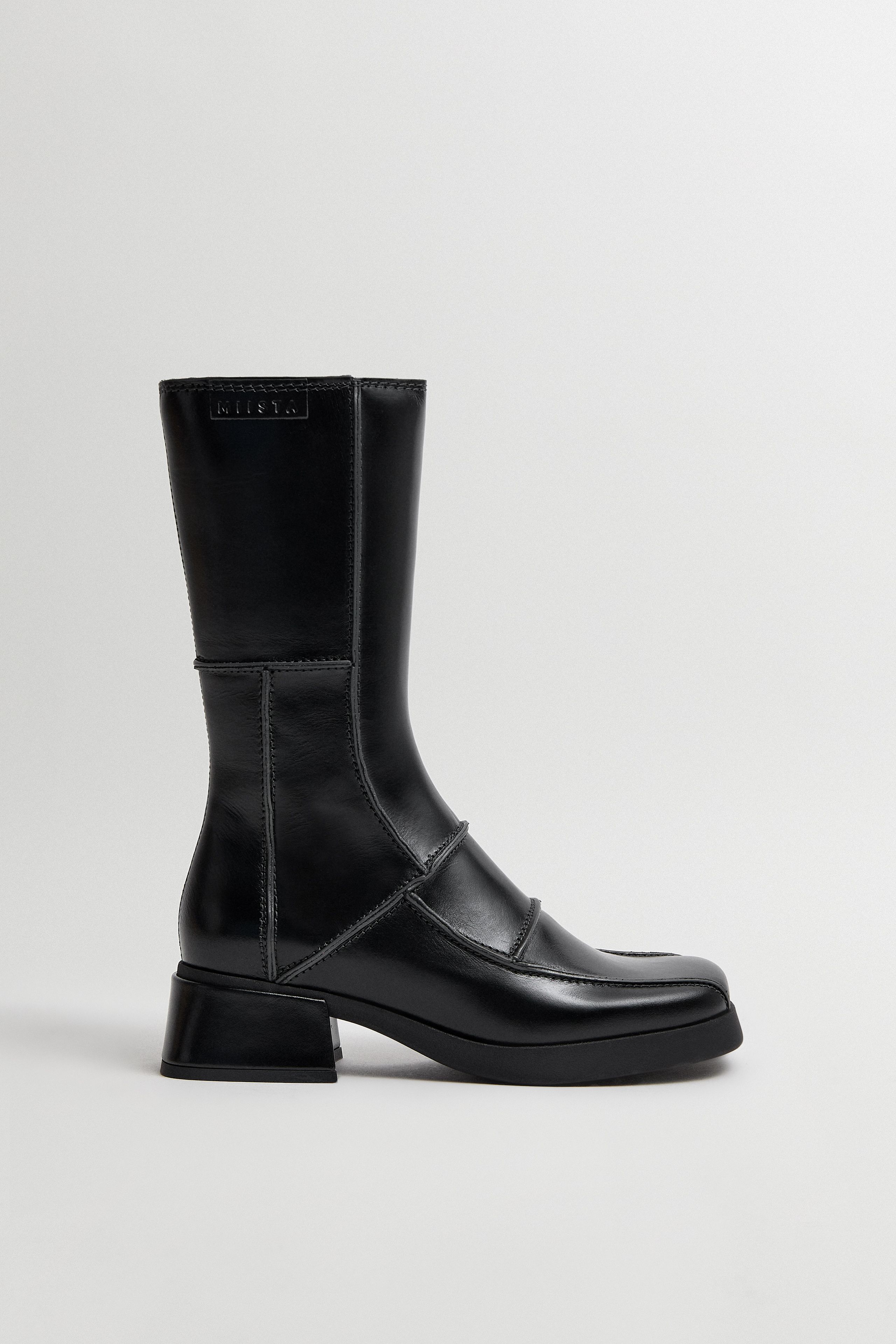 Neaera Boots - Black Leather Grey Stitching | Miista | Designed & Handmade in Europe