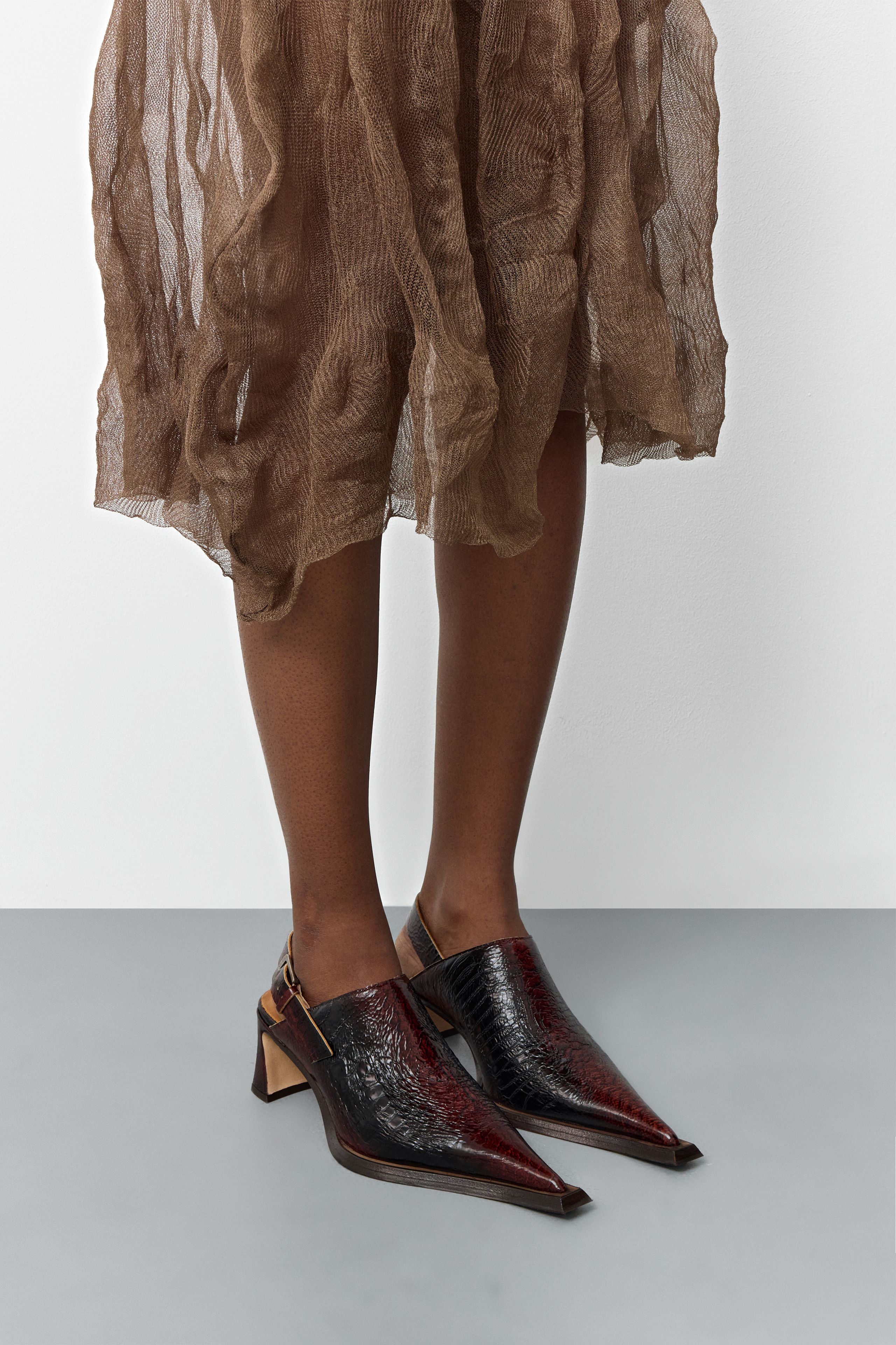 Inma Mules - Brown Snake Embossed Leather | Miista