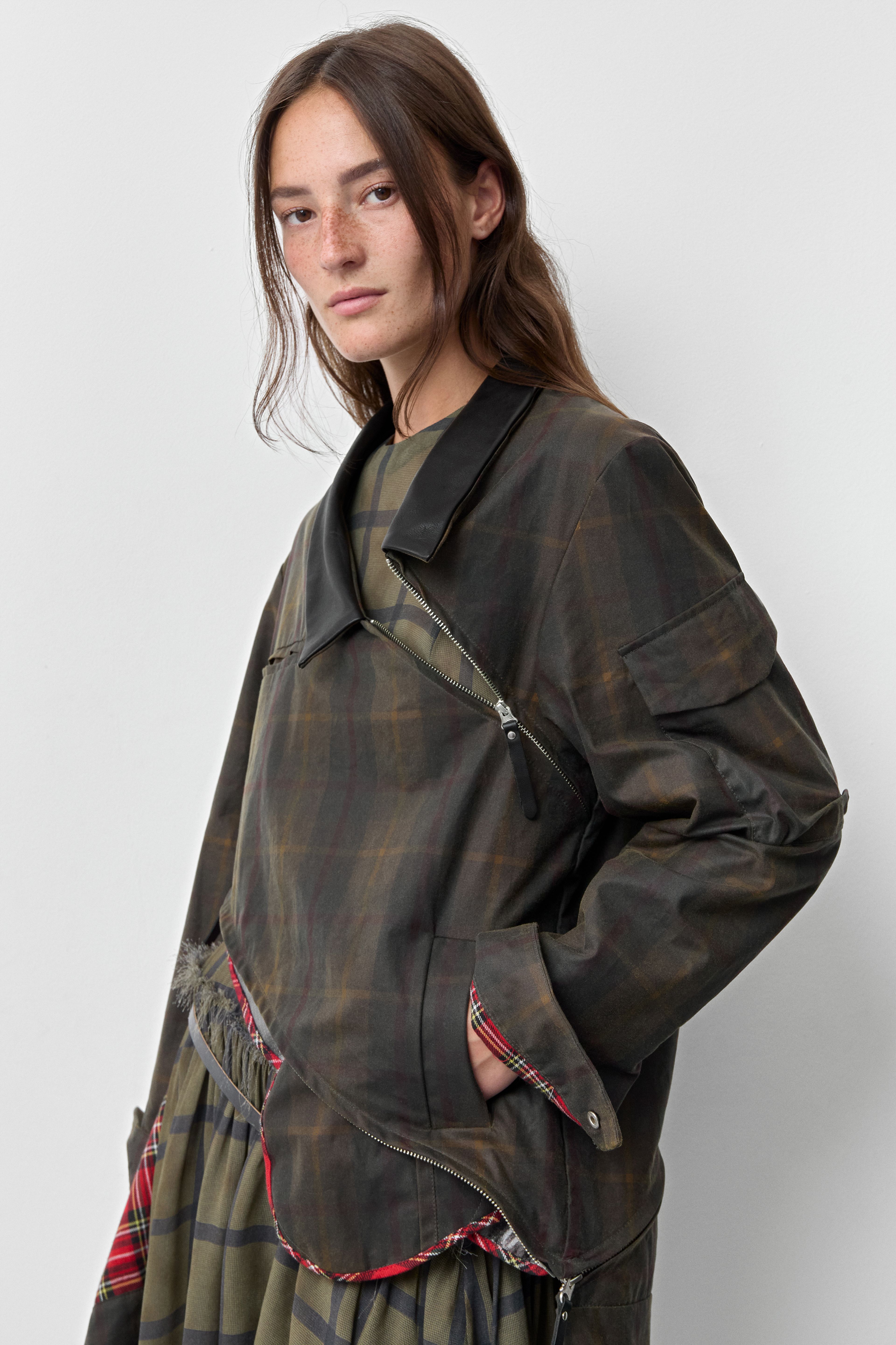 Marla Brown Checked Detachable Jacket | Miista | Designed & Handmade in Europe