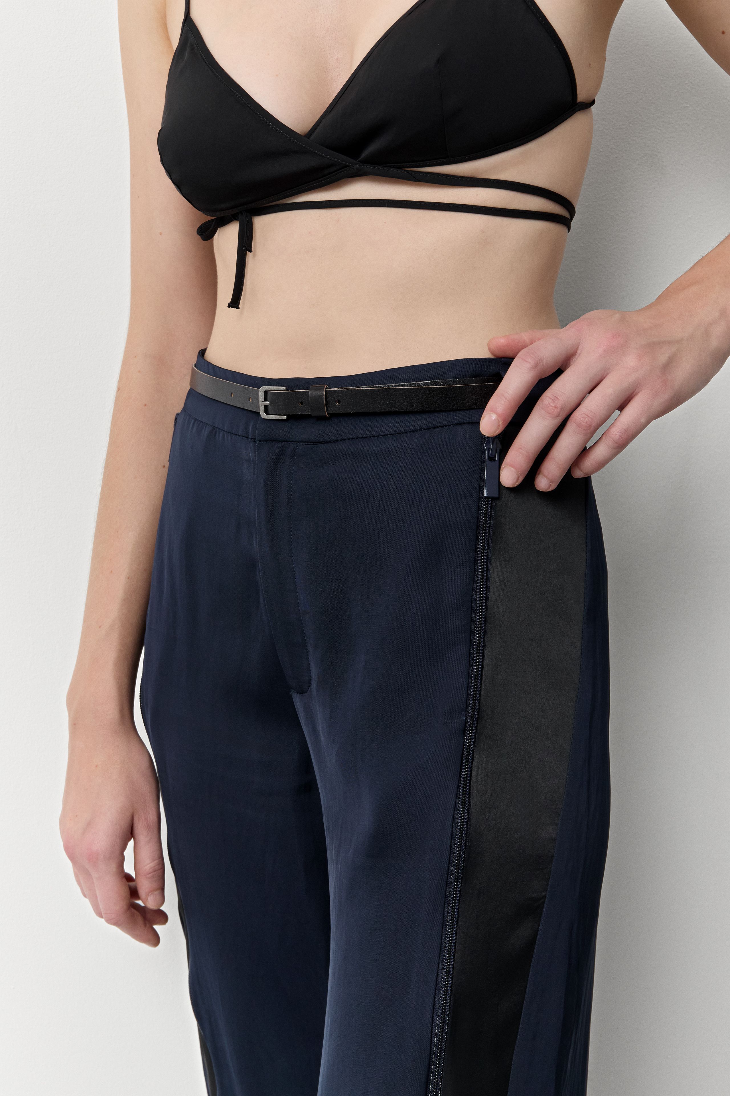 Callista Deep Blue And Black Track Pants | Miista | Designed & Handmade in Europe