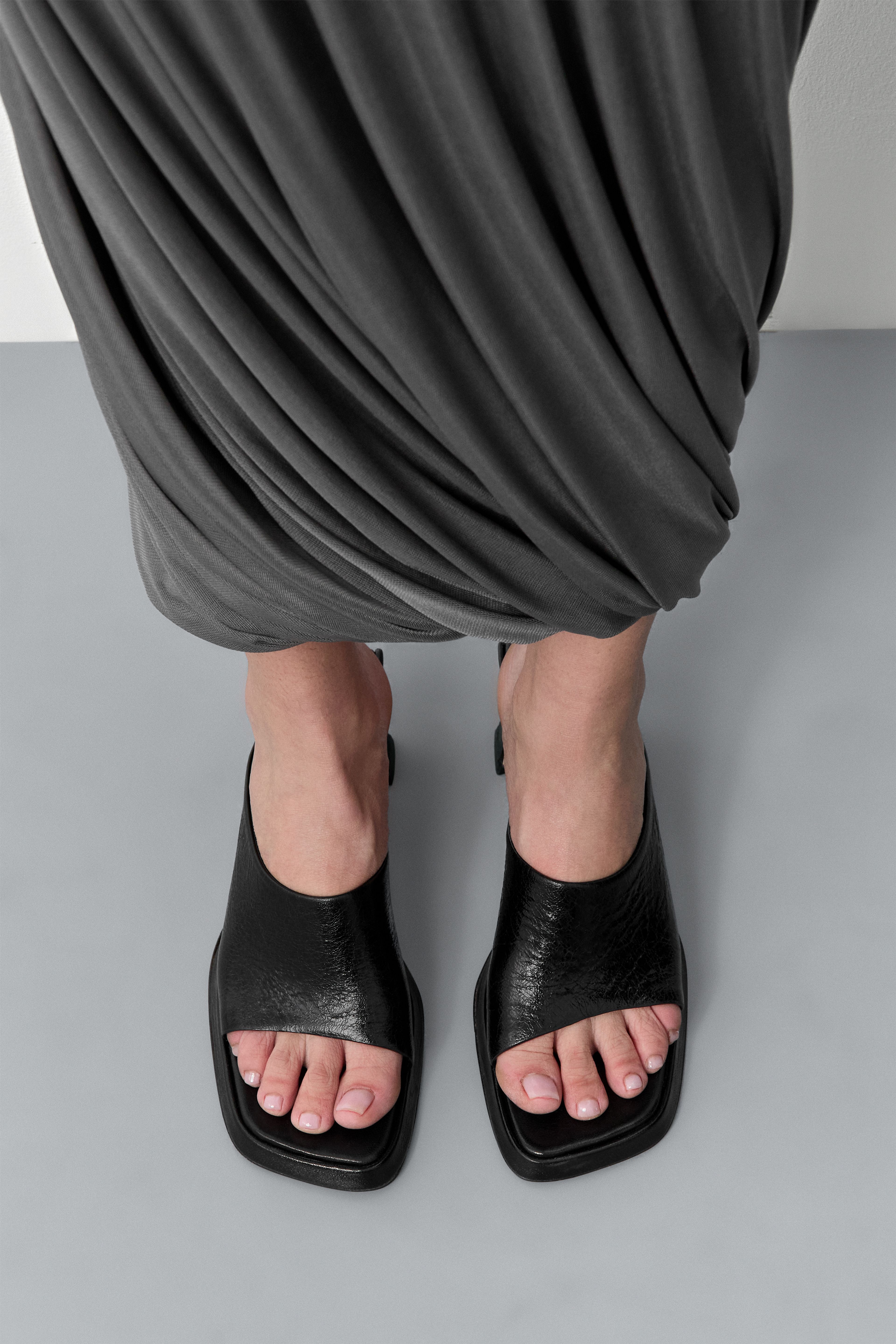 Sonali Black Asymmetric Sandals | Miista | Designed & Handmade in Europe