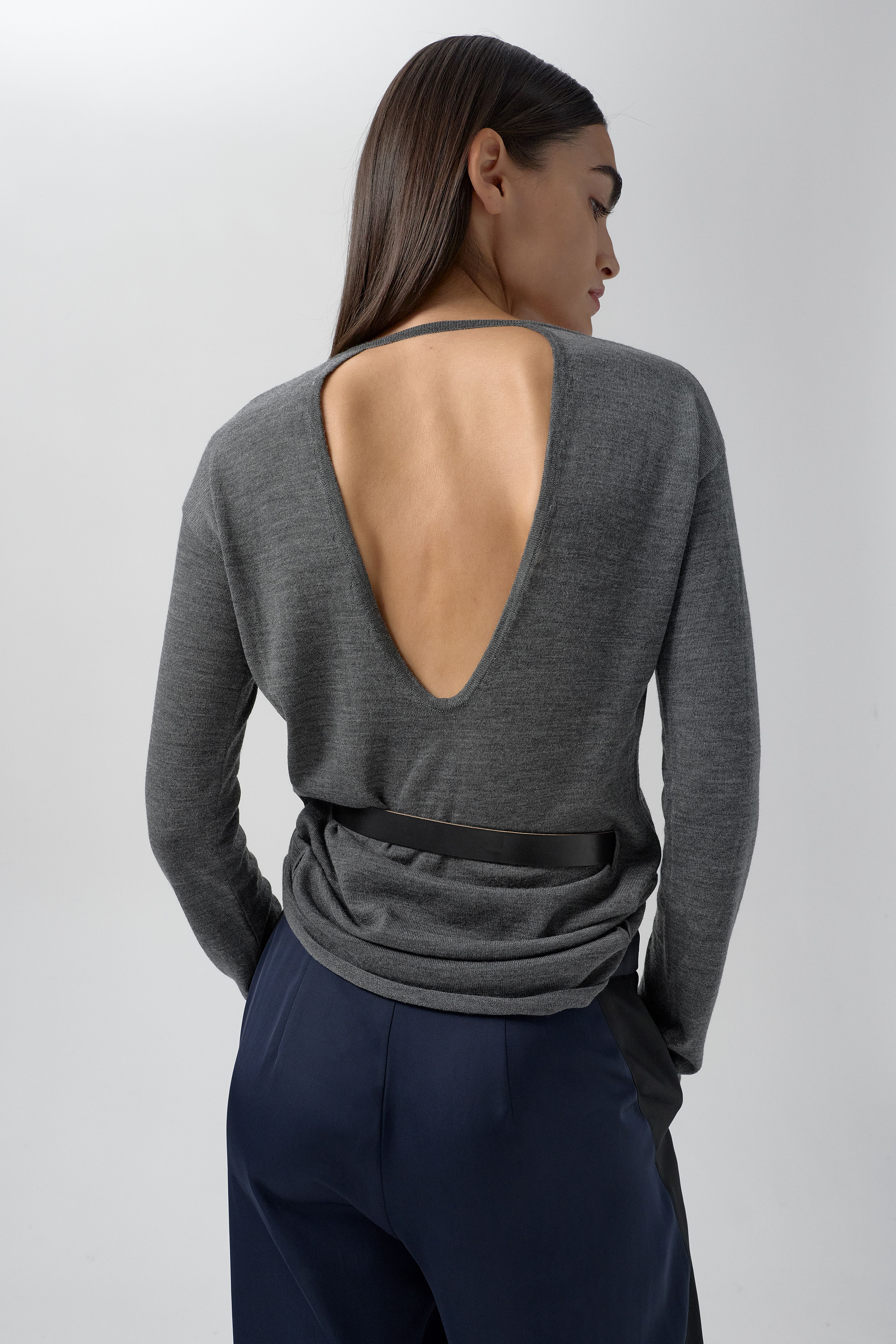 Yoko Jumper - Grey Extra Fine Merino Knit | Miista | Designed & Handmade in Europe