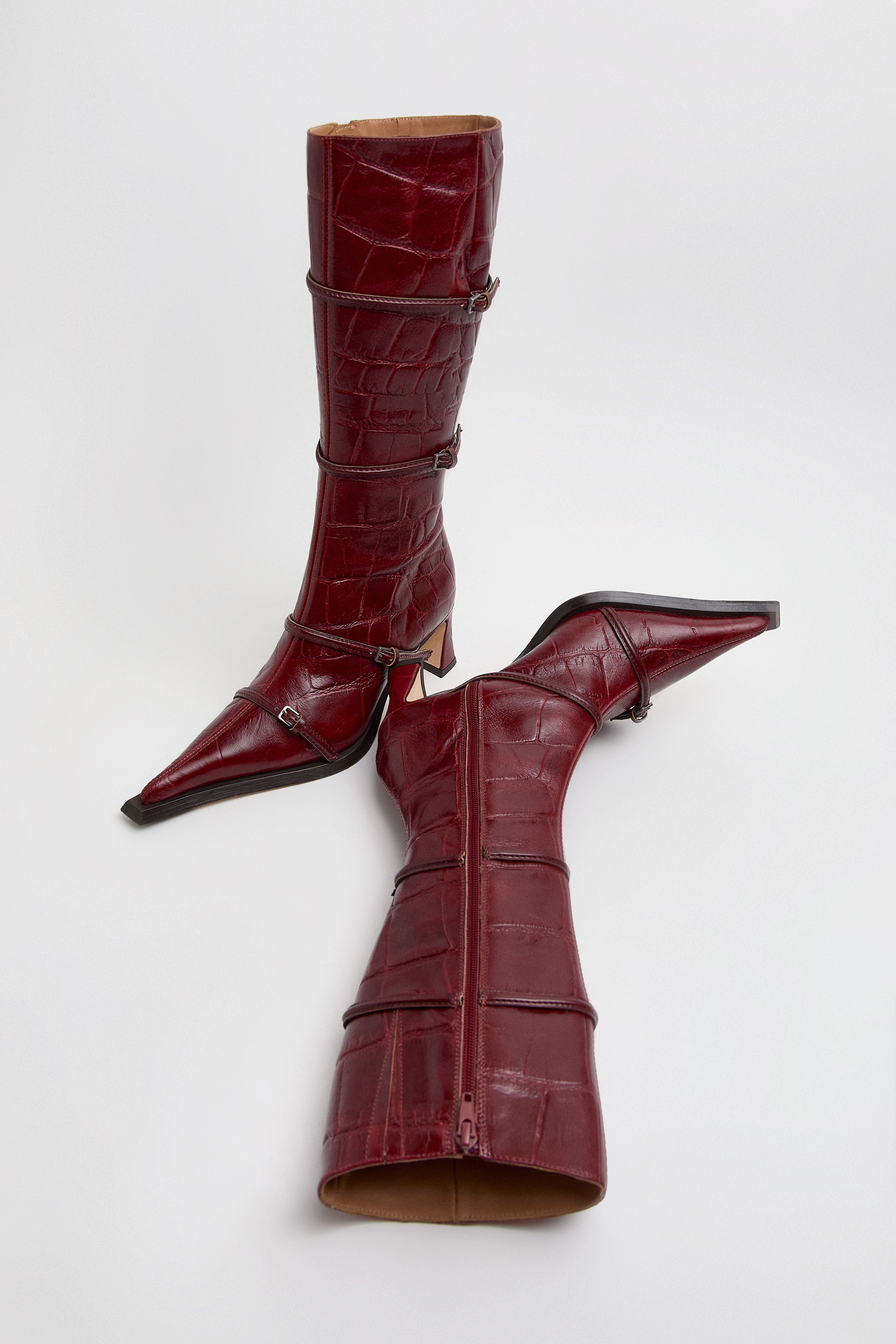 Elva Boots - Red Croc Embossed Leather | Miista | Designed & Handmade in Europe