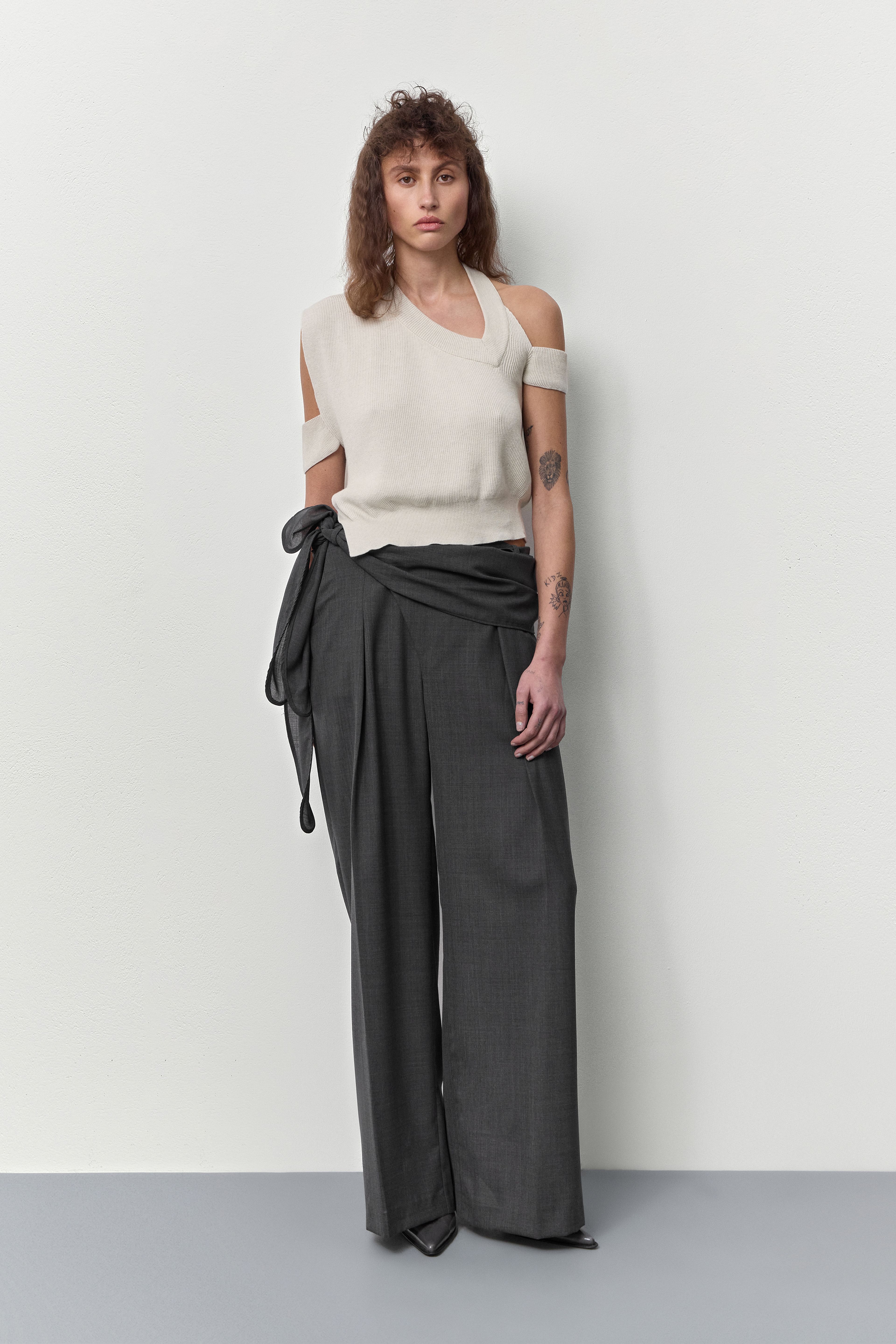 Odile Cement Grey Trousers | Miista | Designed & Handmade in Europe