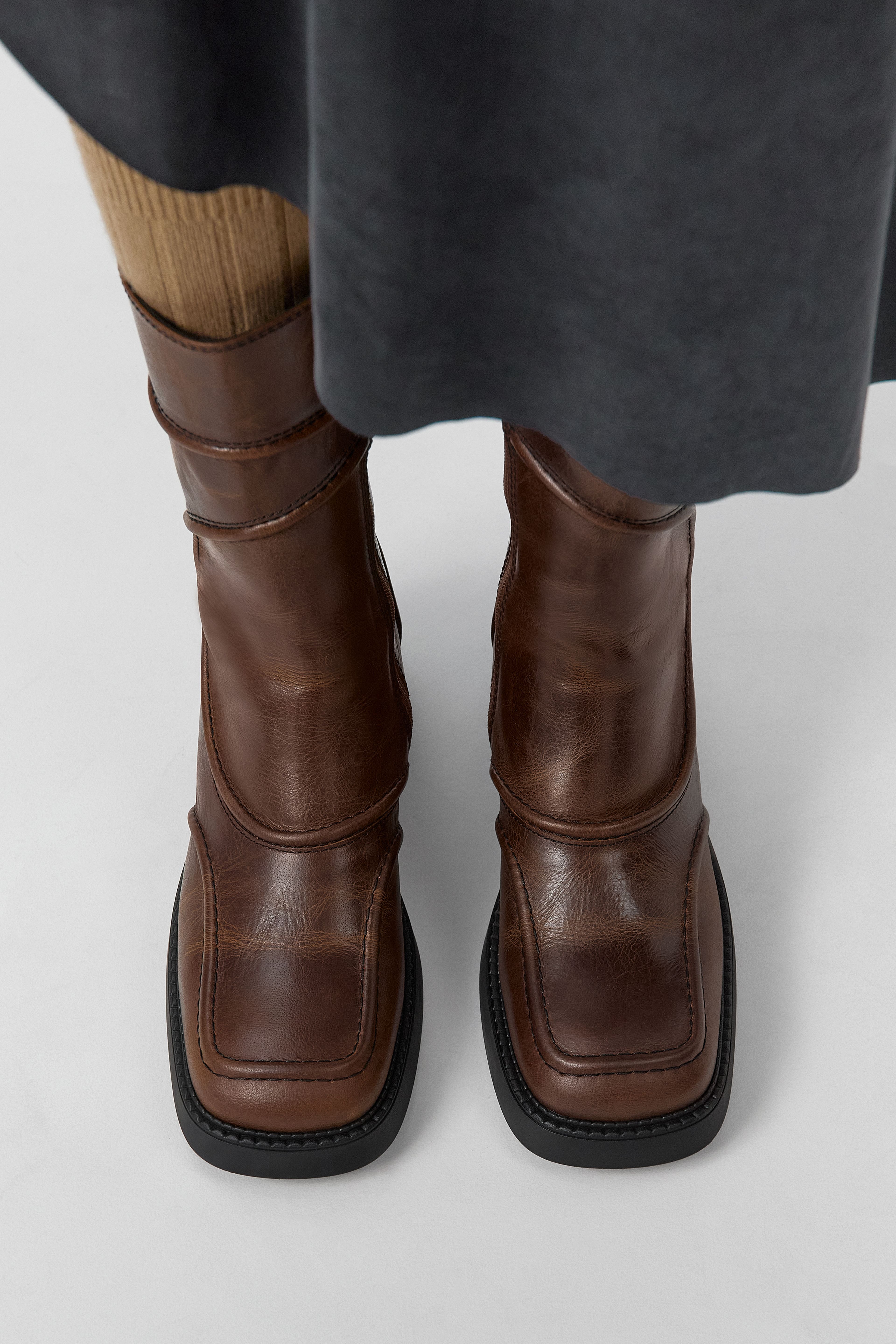 Malene Boots - Tan Leather Black Stitching | Miista | Designed & Handmade in Europe