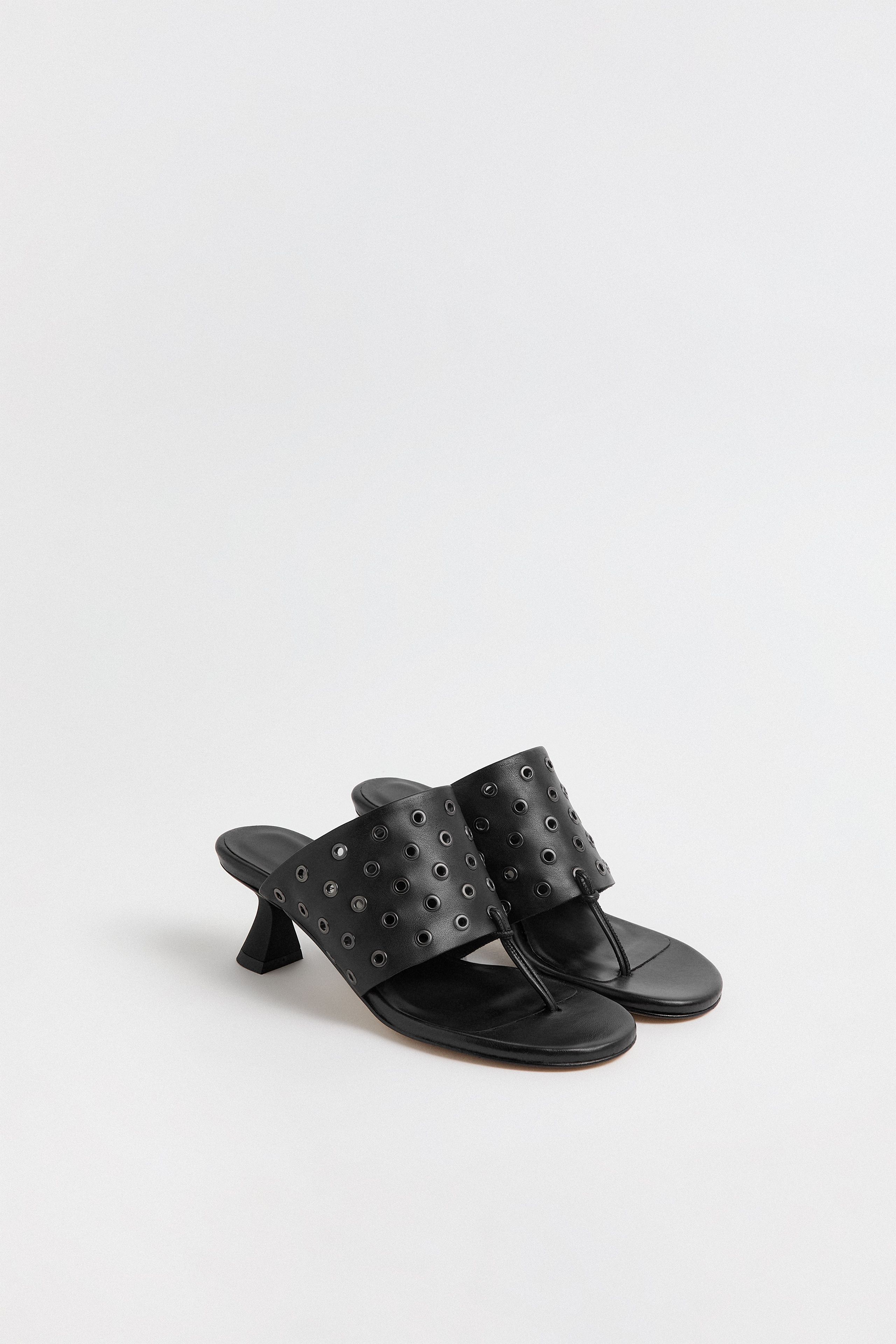 Cedella Black Eyelets Sandals | Miista | Designed & Handmade in Europe