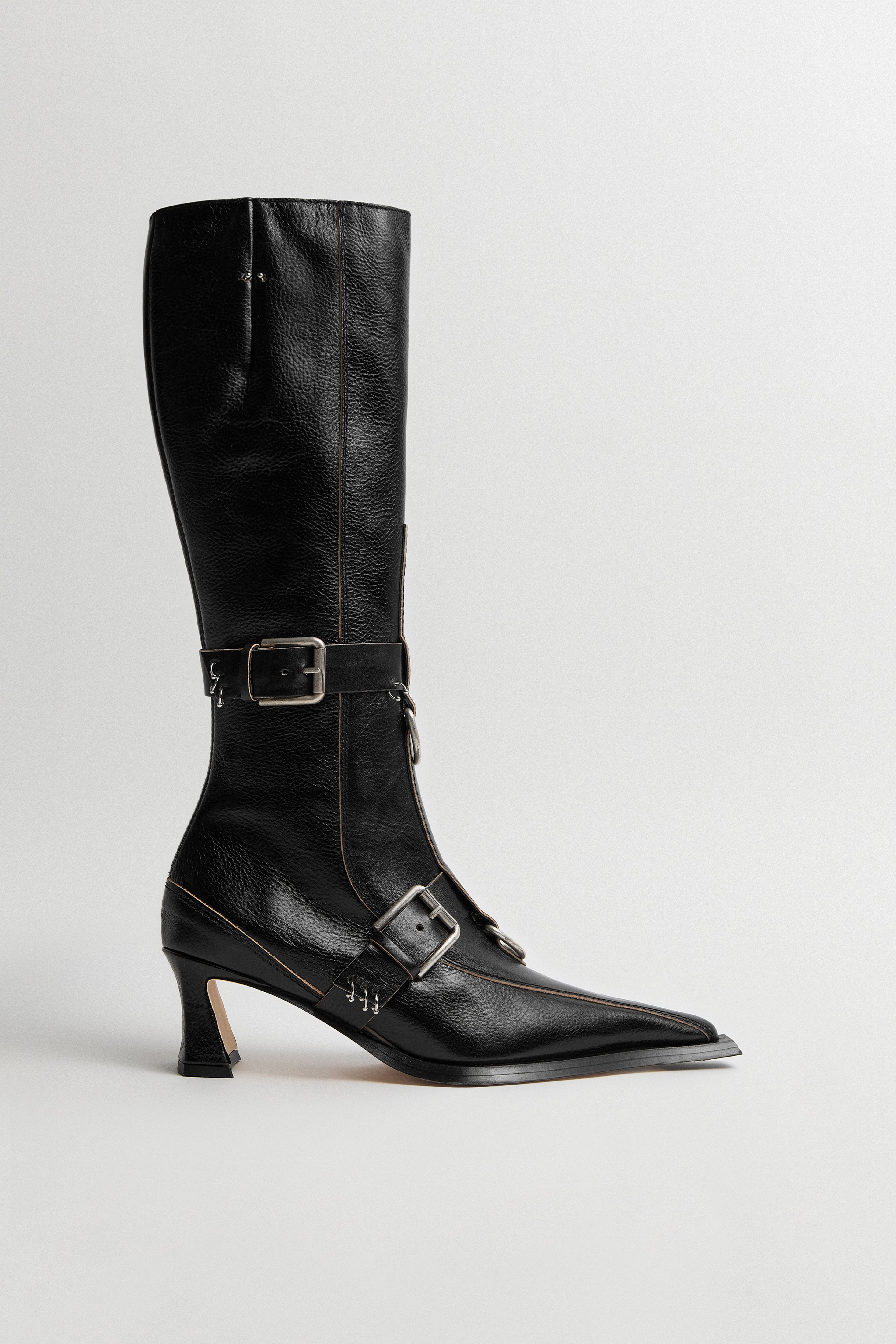 Eliya Black Buckled Tall Boots | Miista | Designed & Handmade in Europe