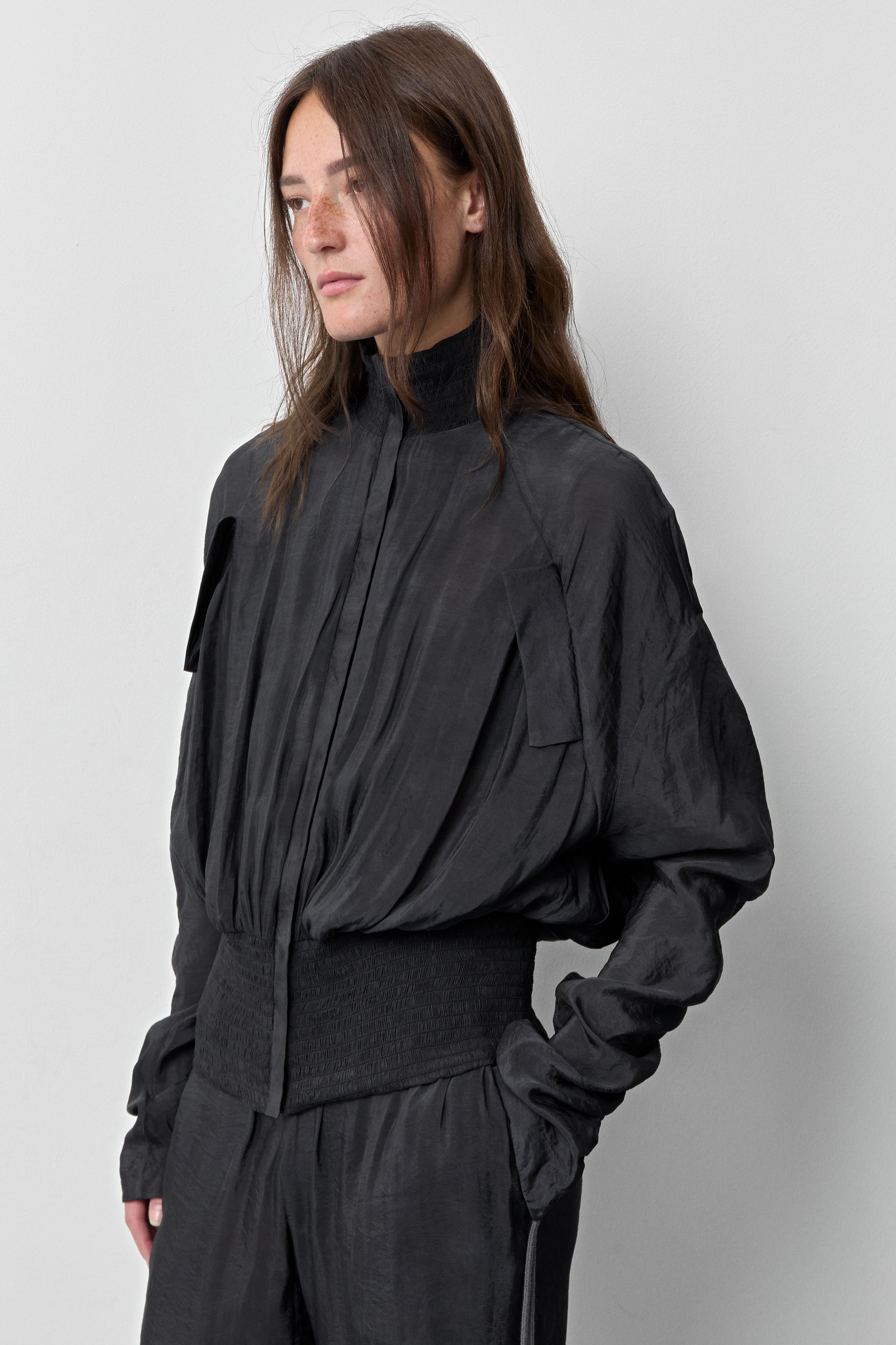 Mylla Jacket - Washed Black Satin | Miista