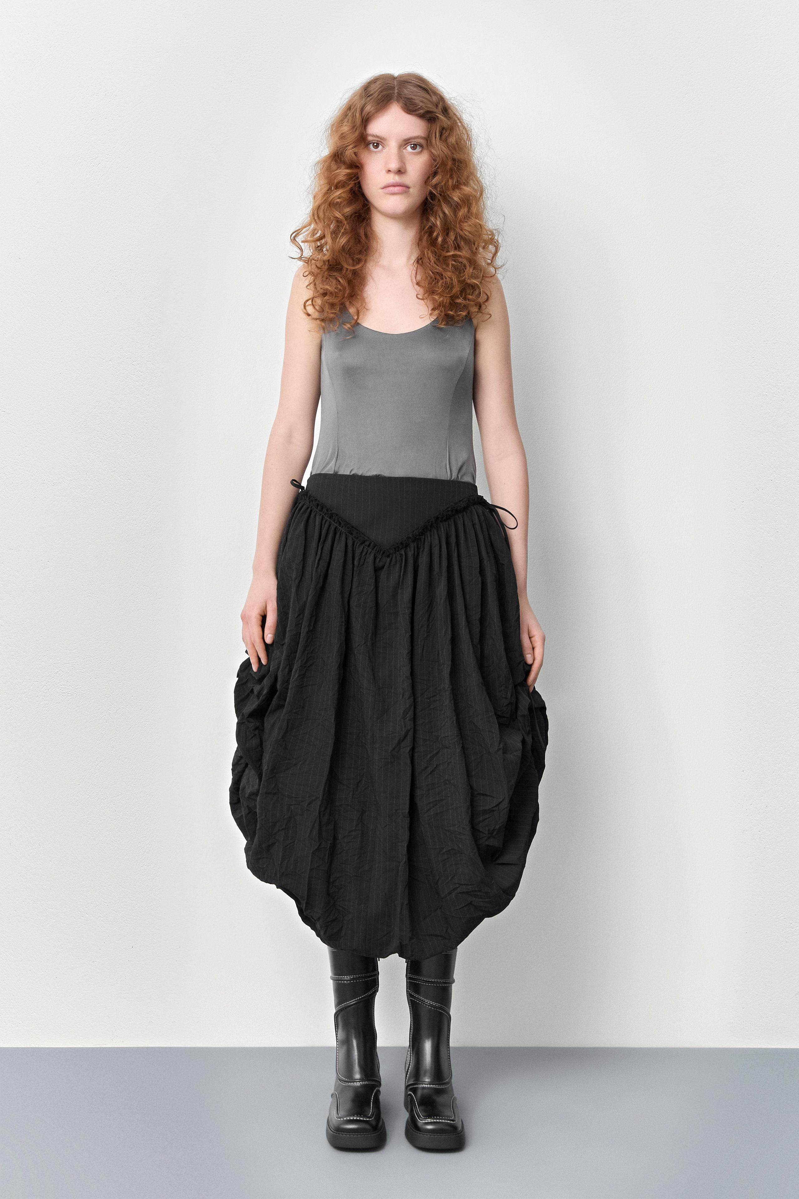 Malene Boots - Black Leather White Stitching | Miista